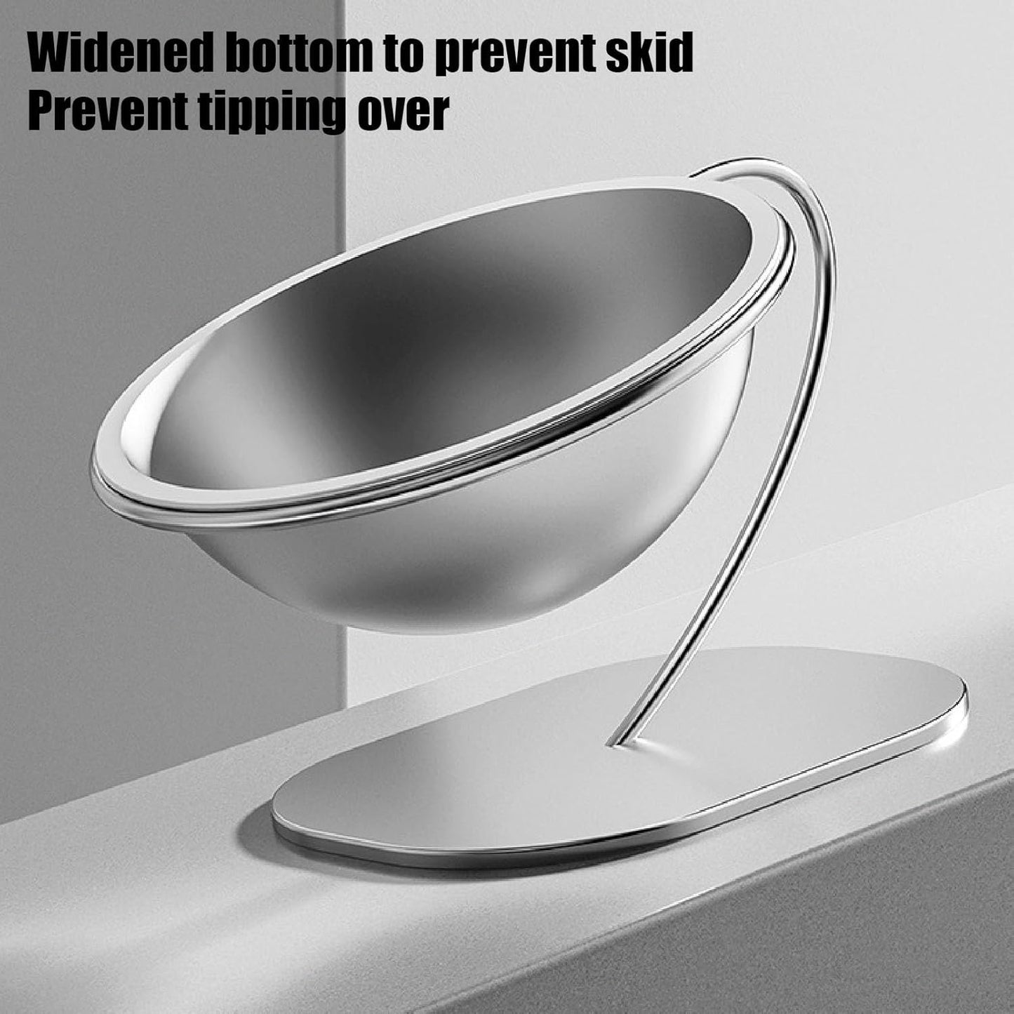 Raised Cat Food Water Bowl, Stainless Steel Convenient and Practical Elevated Pet Bowl Anti Tip Base with Large Capacity, for Feeding or Watering Pets