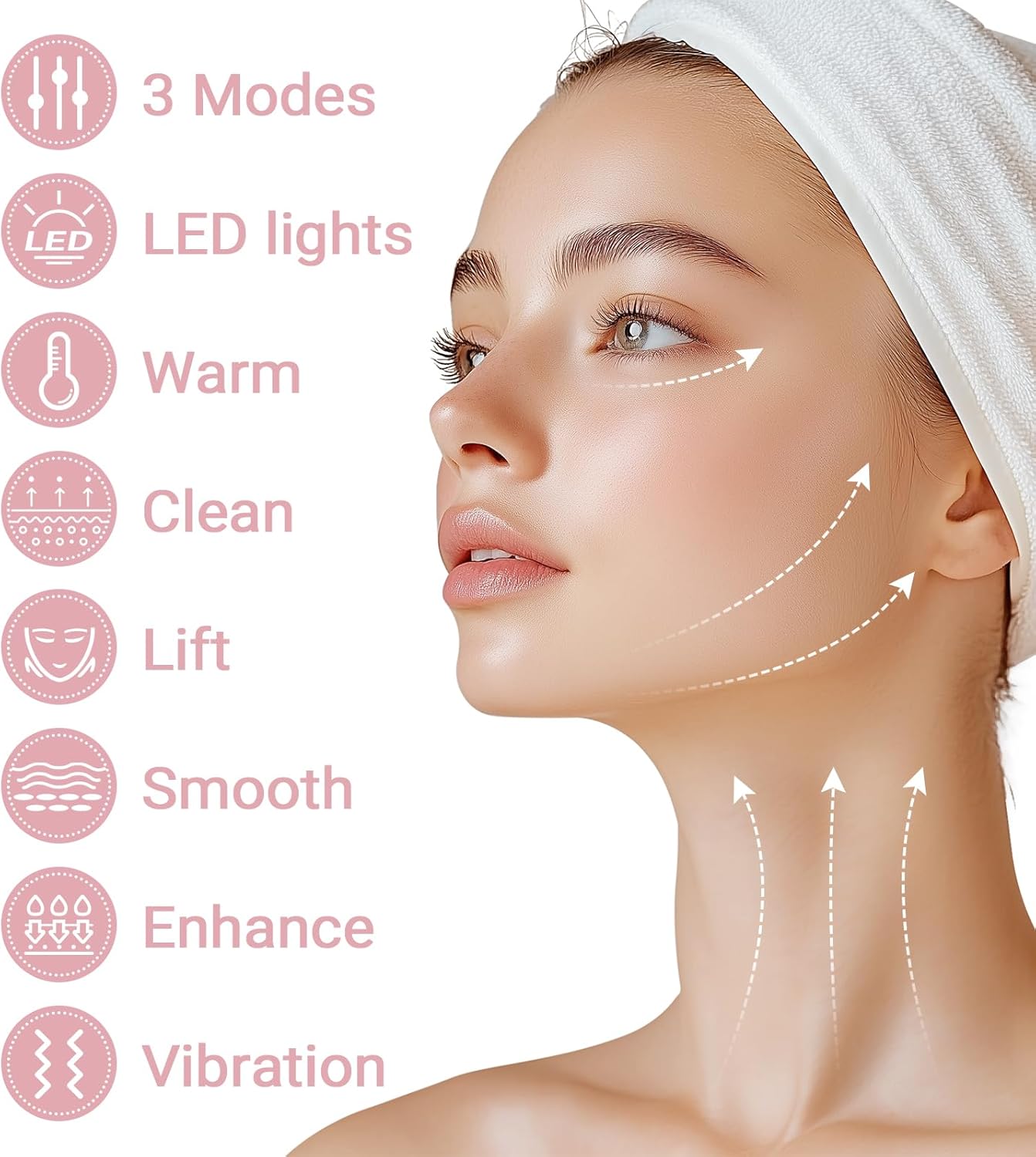 Neck Facial Massager, Light Face Neck Massager for Skin Care, Multifunctional Facial Skincare Tools with Vibration, at Home