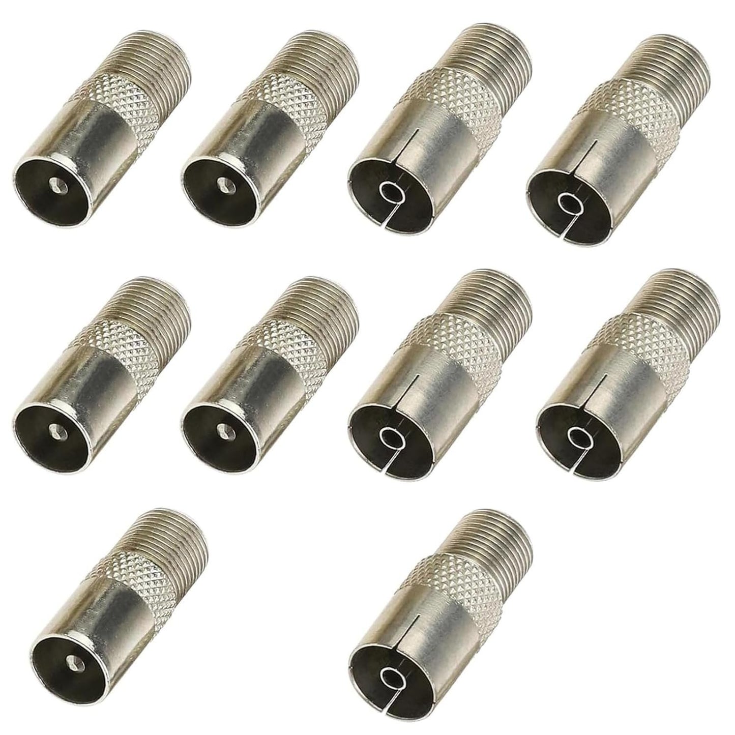 10pcs Female to Male TV Aerial Coaxial Coupler for Antenna and Satellite Cables - T/F Screw Connector Socket to RF Coax Adapter