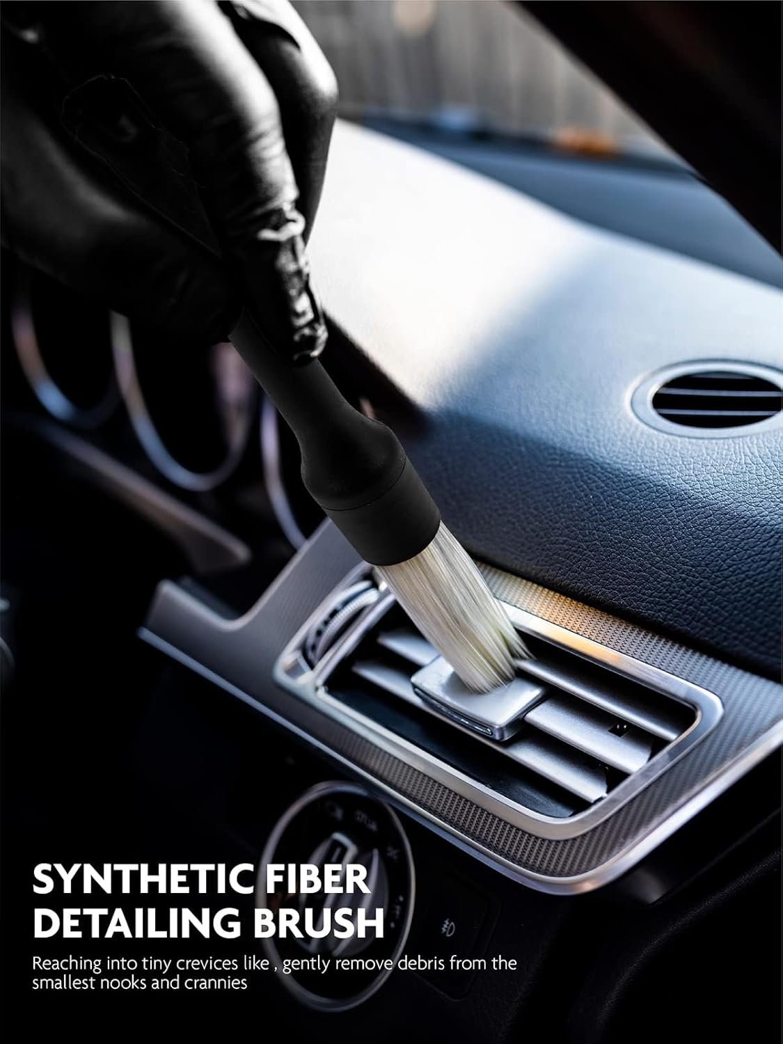 11PCS Car Interior Cleaning Dust Brush Detailing Set, Microfiber Cloth & Applicator, Single-Head Detailing Brushes, Natural Bristles, Scratch-Free & Ultra-Soft for Seats Leather Care or Cleaning