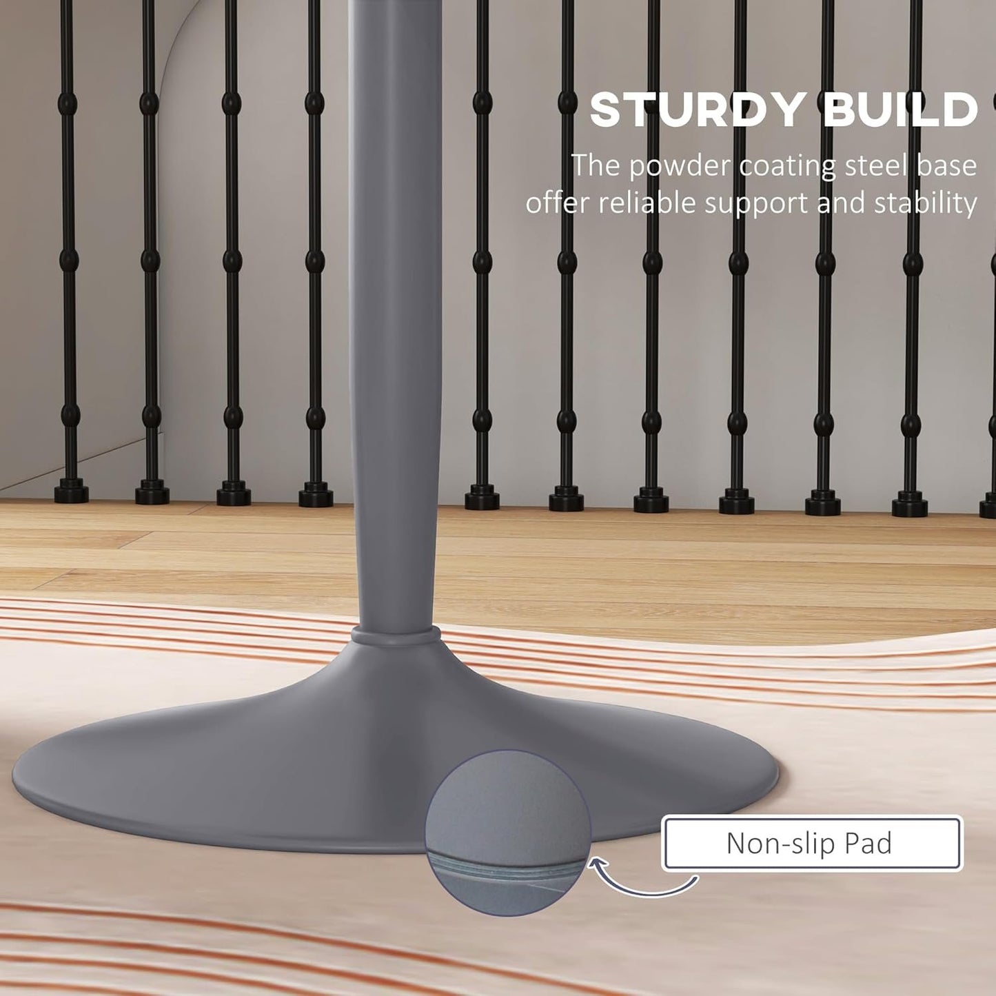 HOMCOM Round Dining Table for 2, Modern Kitchen Table with Painted Top and Steel Base for Living Room, Dining Room, Grey