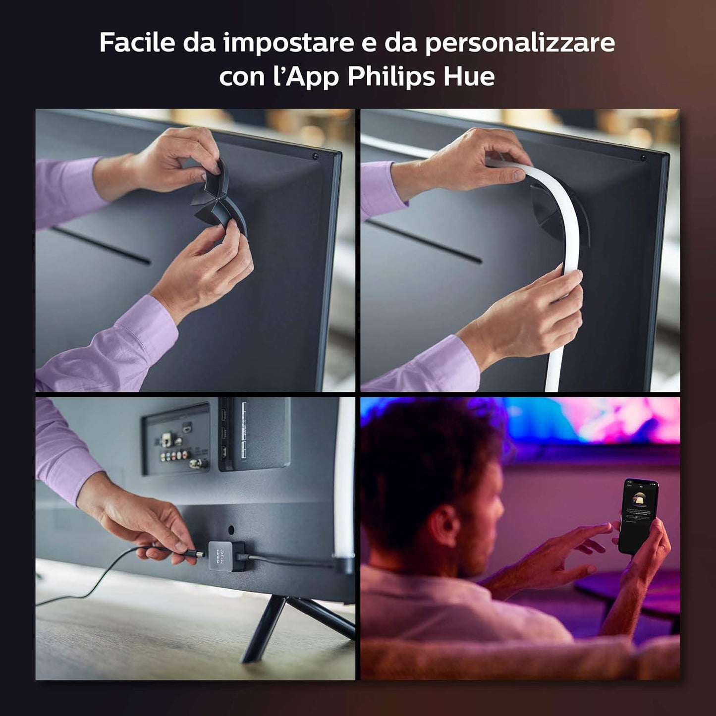 Philips Hue Play Gradient Lightstrip 55", Smart Led Strip Lighting Sorround Synchronized with TV Colours