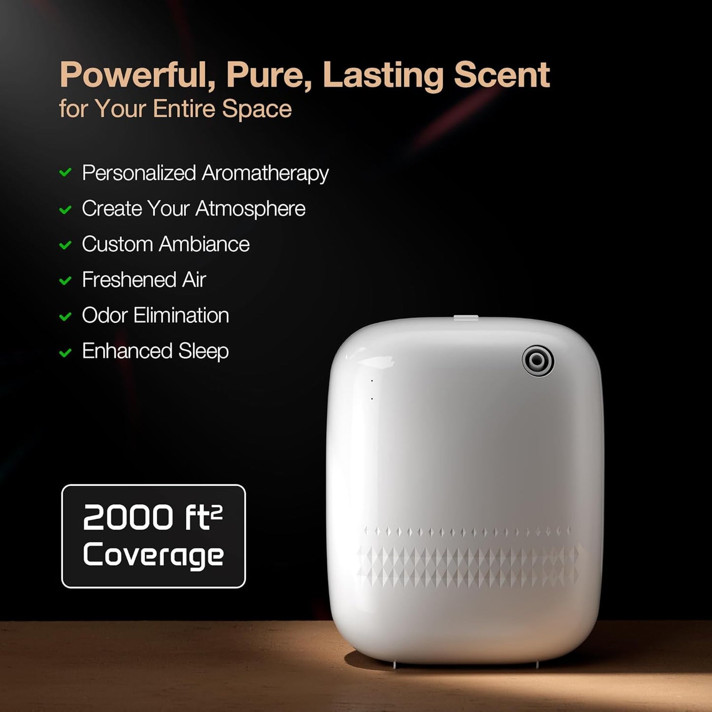 Waterless Essential Oil Diffuser for Home and Commercial Use, Up to 2000 sq.ft. 400 mL Capacity, Aromatherapy Scent Diffuser for Large Rooms, Smart Scent Air Machine, ANW-White