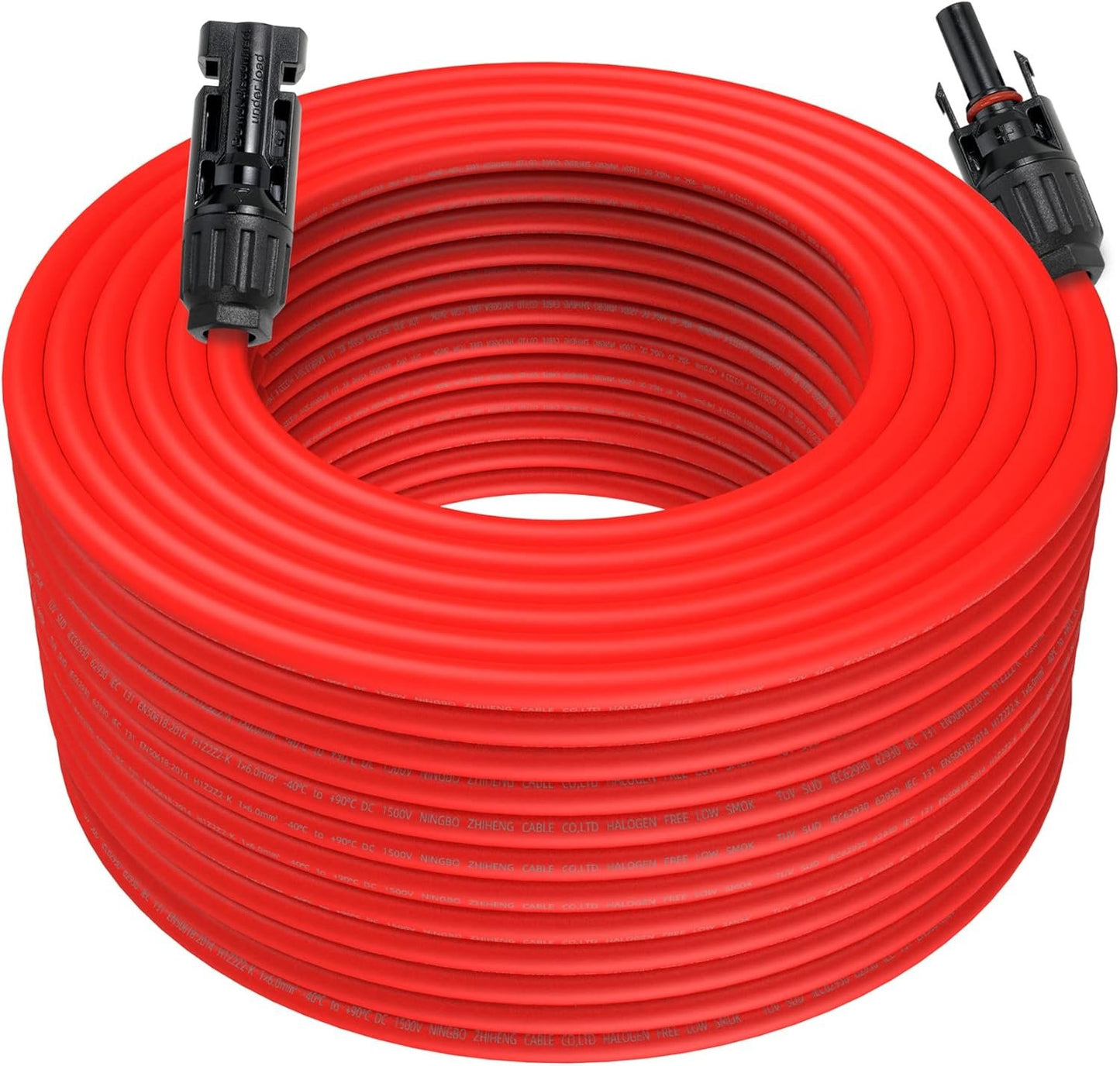 10AWG Solar Extension Cable, 100 Feet 10 Gauge Wire With Connectors and Adapter Tool Kit (Red)
