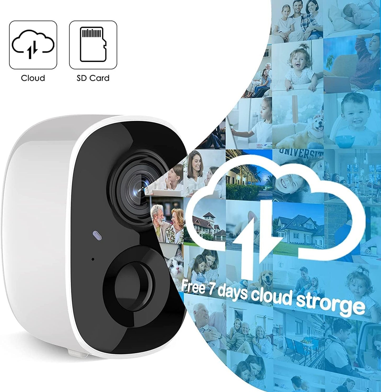 Security Camera Wireless Outdoor, Home Indoor WiFi Camera 1080P Color Night Vision AI Motion Detection 2-Way Talk Battery Powered IP65 Weatherproof Spotlight Siren Alarm Cloud/SD Storage