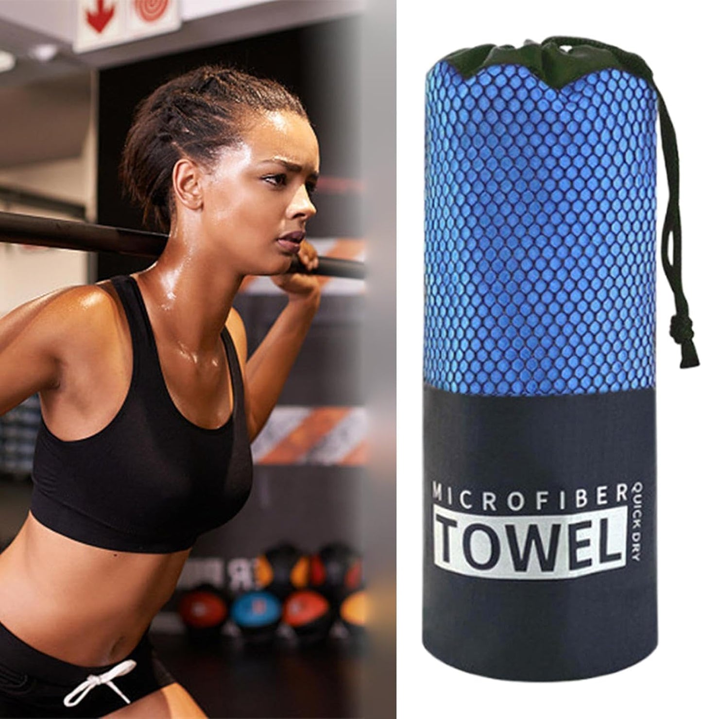 Microfiber Sports Towel, Travel Bath Cloth, Portable Quick Dry Super Absorbent Lightweight Gym Sweat Wipes Soft Workout Gear for Body, 15.75x31.5 Inches
