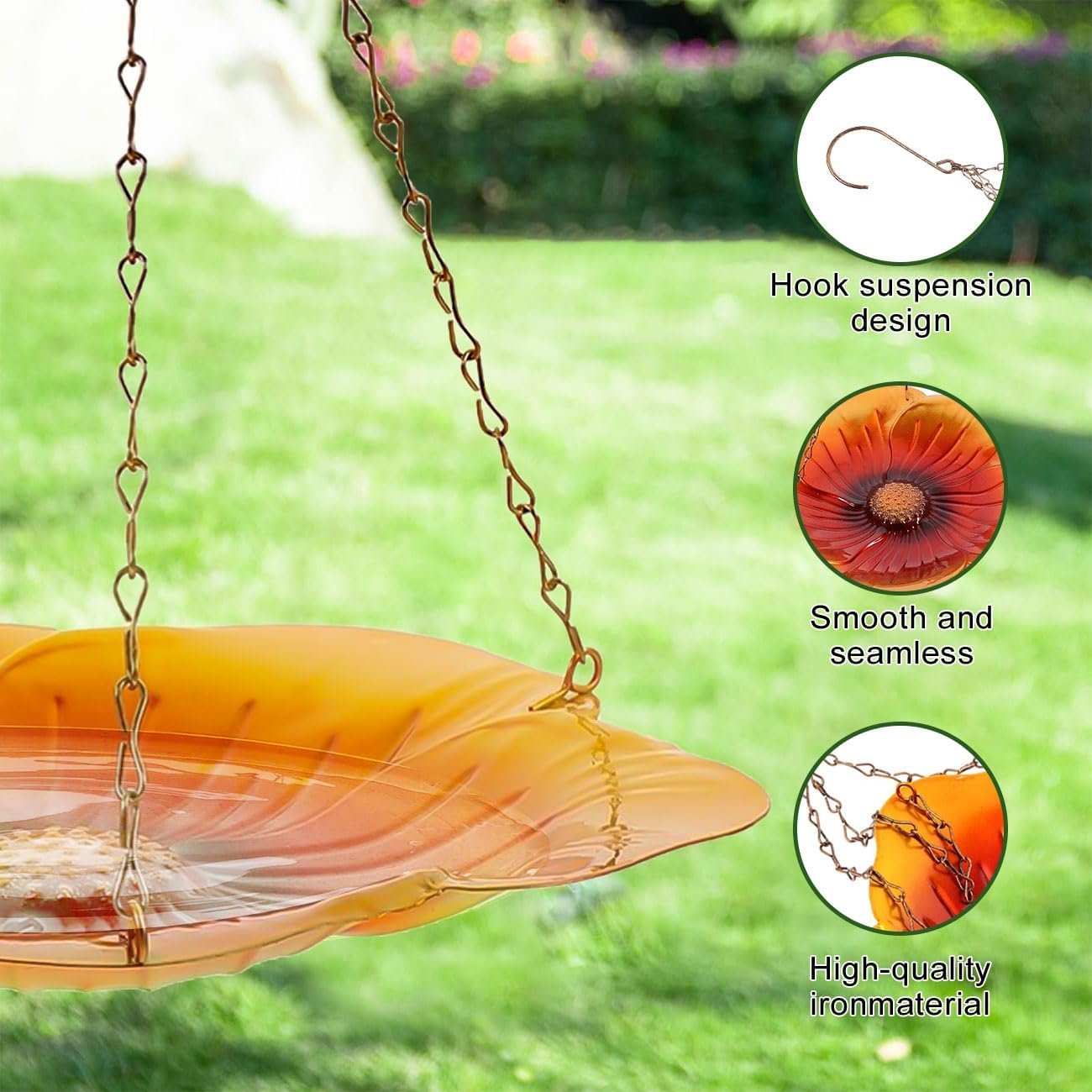 Yellow Bee Feeder with Vivid Flower Design, Anti-Rust Iron Bee Watering Station for Feeding,Colorful Butterfly Bath Bowl Bee Cups with 30 Glass Marbles for Feeding Butterfly Bath Bowl with