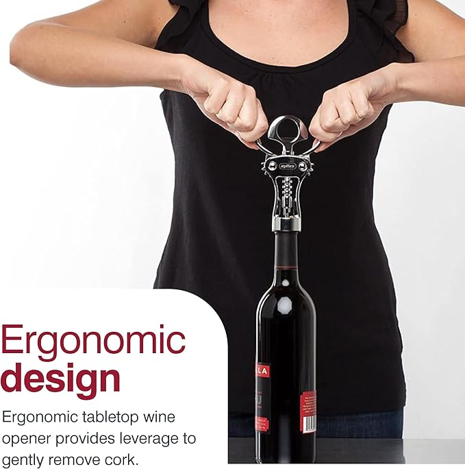 Zyliss Stainless Corkscrew & Bottle Opener - Wine Corkscrew & Beer Bottle Opener with Rubber Handles - Dishwasher-Safe Kitchen Tool & Gadget