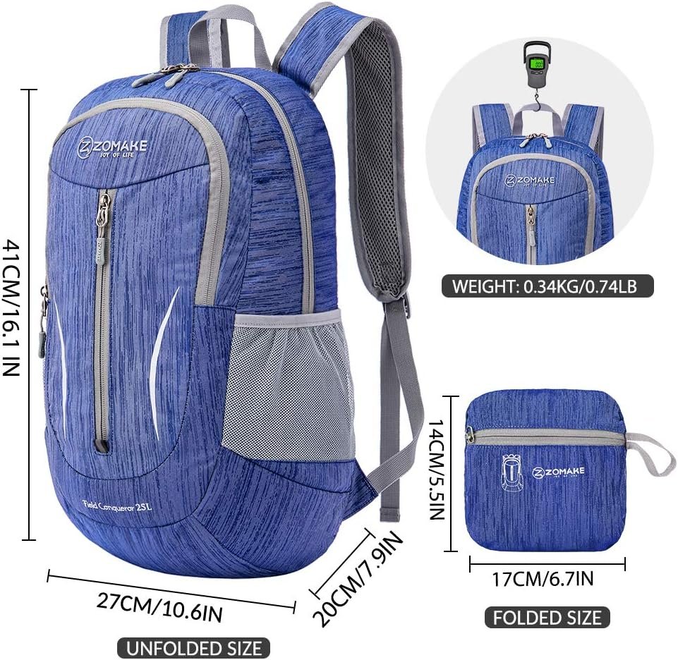 ZOMAKE Foldable Backpack 25L - Lightweight Folding Backpacks Packable Hiking Daypack for Travel Hiking Outdoor Camping