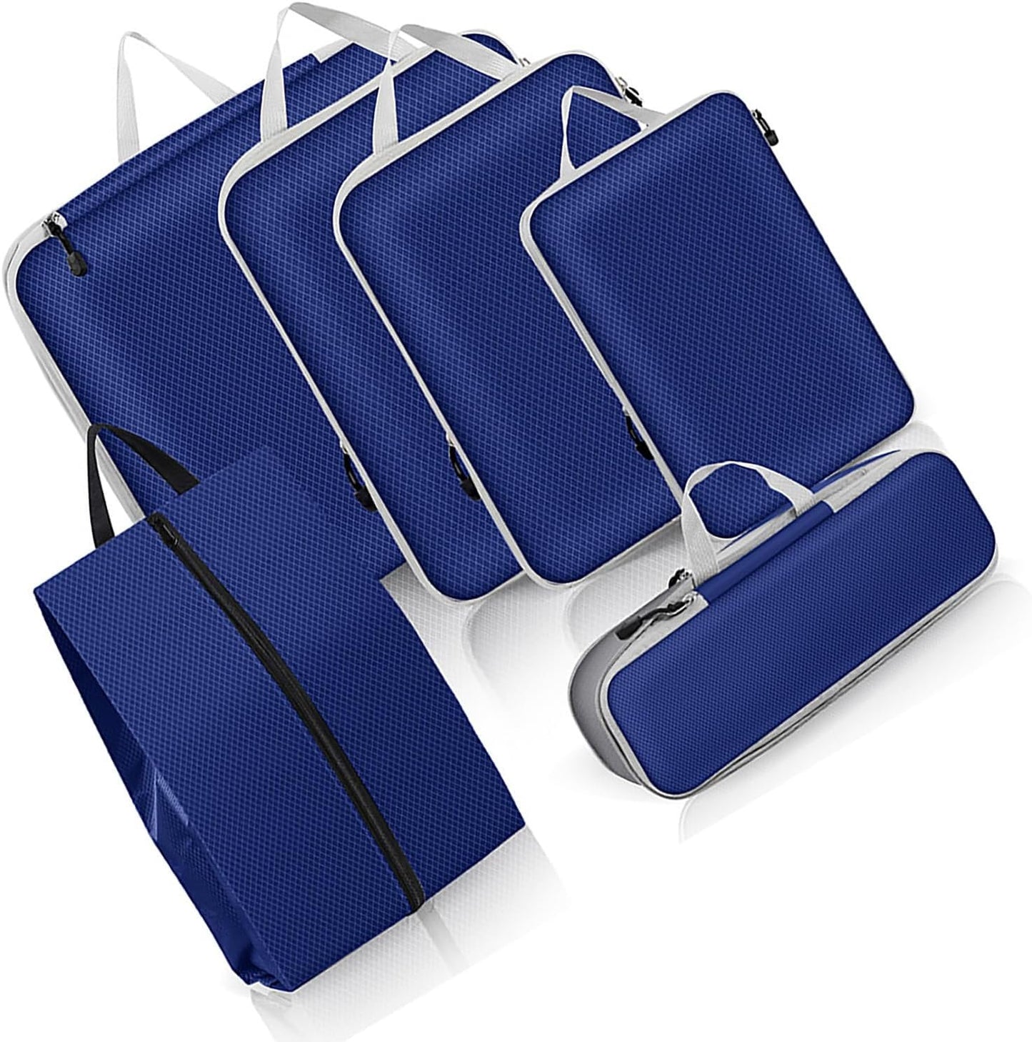 Packing Cubes 6PCS Compression Packing Cubes Extensible Organizer Bags for Travel Suitcase Luggage Organization Organiser Set Travel Luggage Packing for Travel or Home Storage Navy Blue