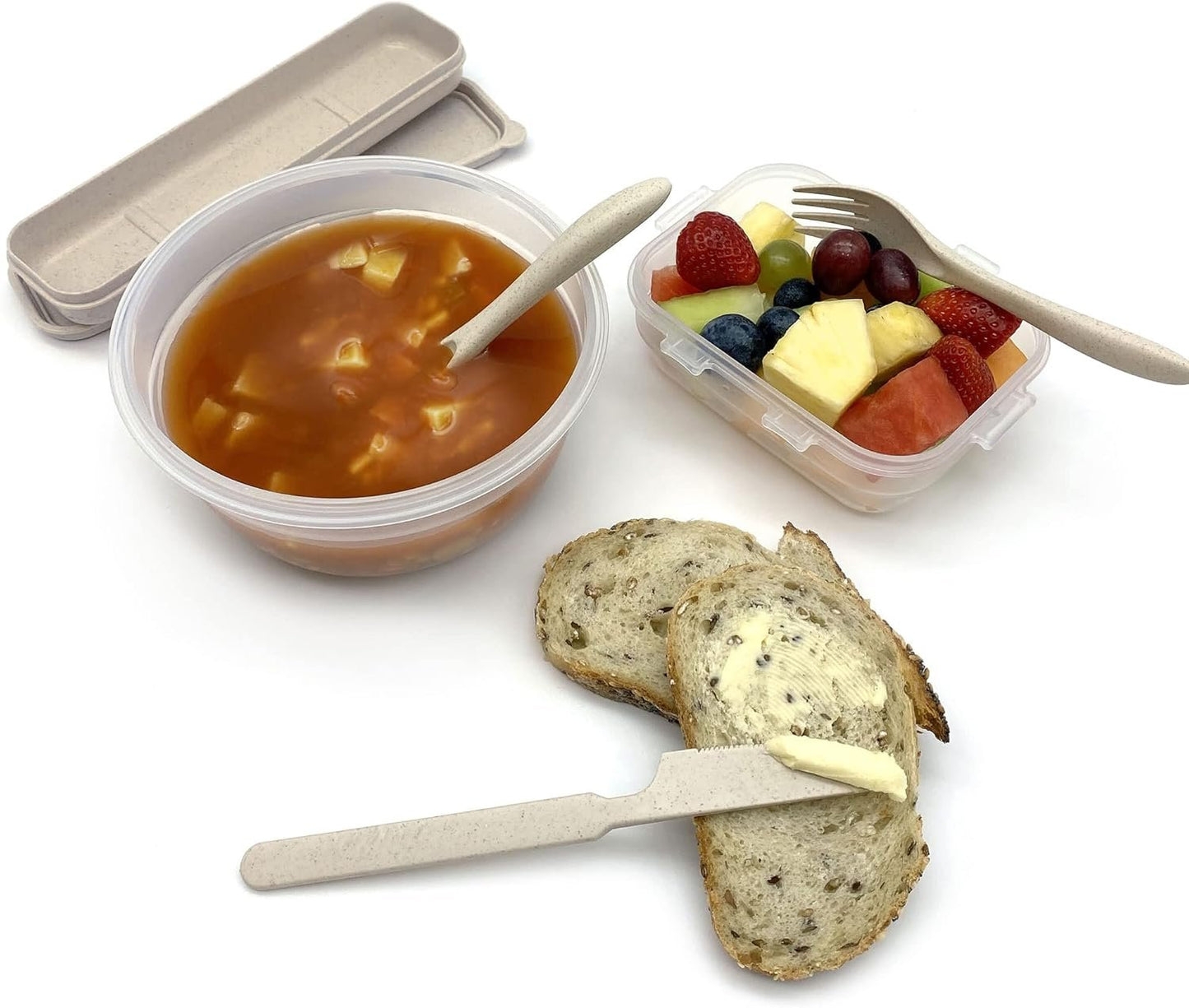Starfrit Gourmet ECO - Cutlery Set with Storage Case - Fork, Spoon, Knife - Reusable - Wheat Straw Fibers