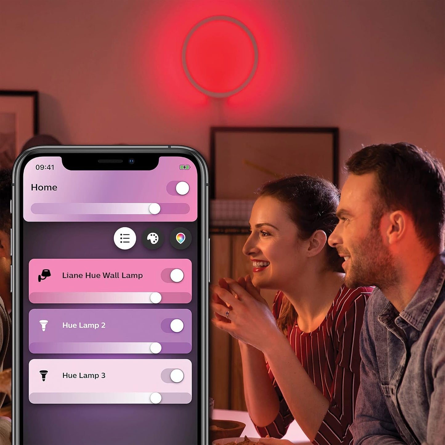 Philips Hue White and Color Ambiance Smart Sana LED Wall Lamp, White or Coloured Light, Dimmable, 20 W, Black