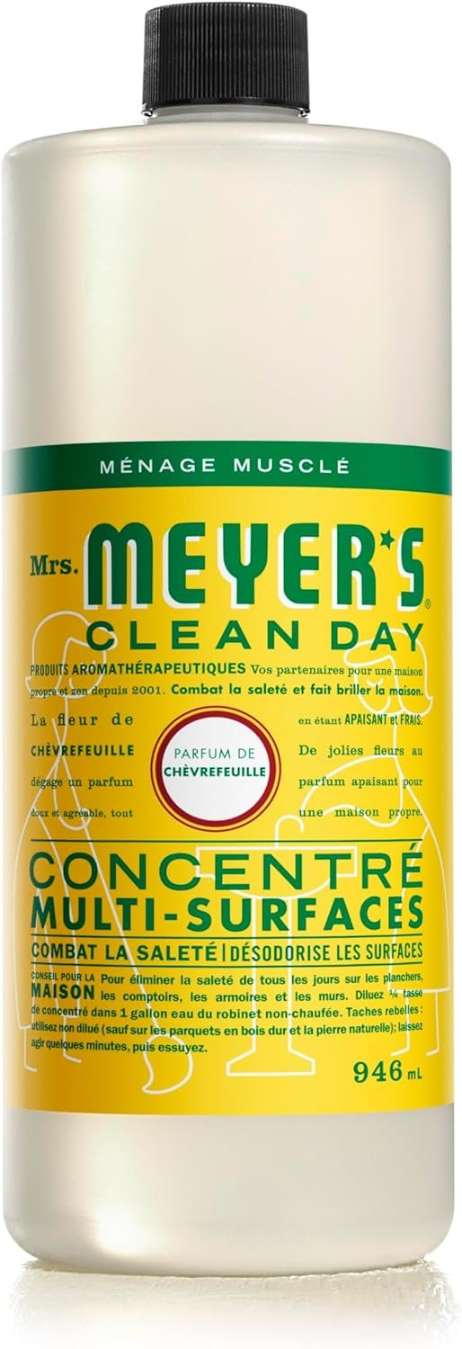 Mrs. Meyer's Clean Day Multi-Surface Cleaner Concentrate, Use to Clean Floors, Tile, Counters, and More, Honeysuckle Scent, 946 ml Bottle