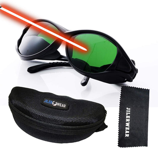 JILERWEAR Professional Safety Glasses for 405nm, 445nm, 450nm, 532nm, 850nm and 190nm-490nm Wavelength Violet/Blue/Red Laser Protection Goggles
