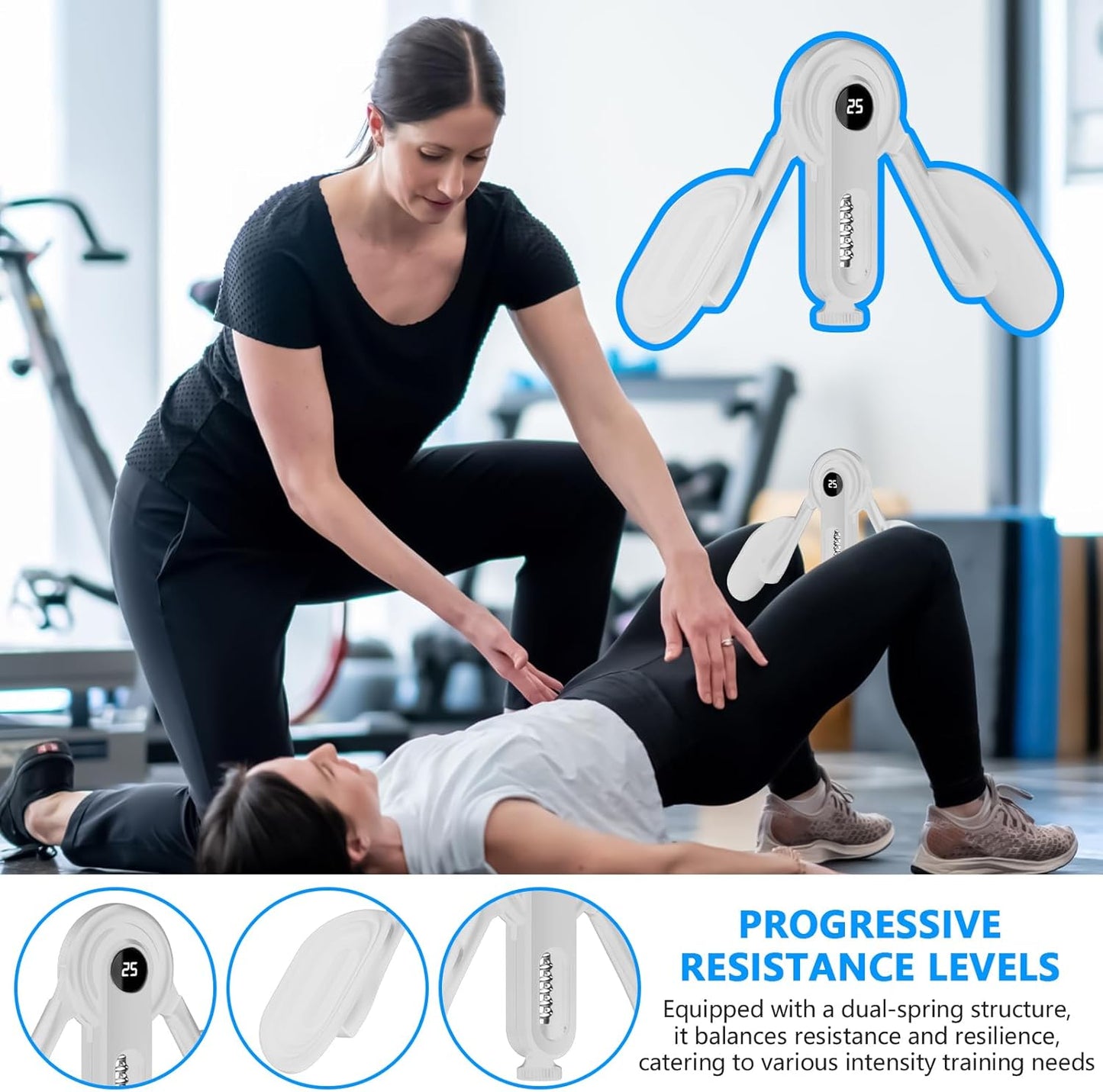 Allenatore Muscoli Interni Coscia, Allenamento Muscoli Interni Coscia, Esercitatore Pavimento Pelvico Portatile con Doppia Molla 10-100 Kg Regolabile per Allenamento Casa Palestra Recupero Post Parto