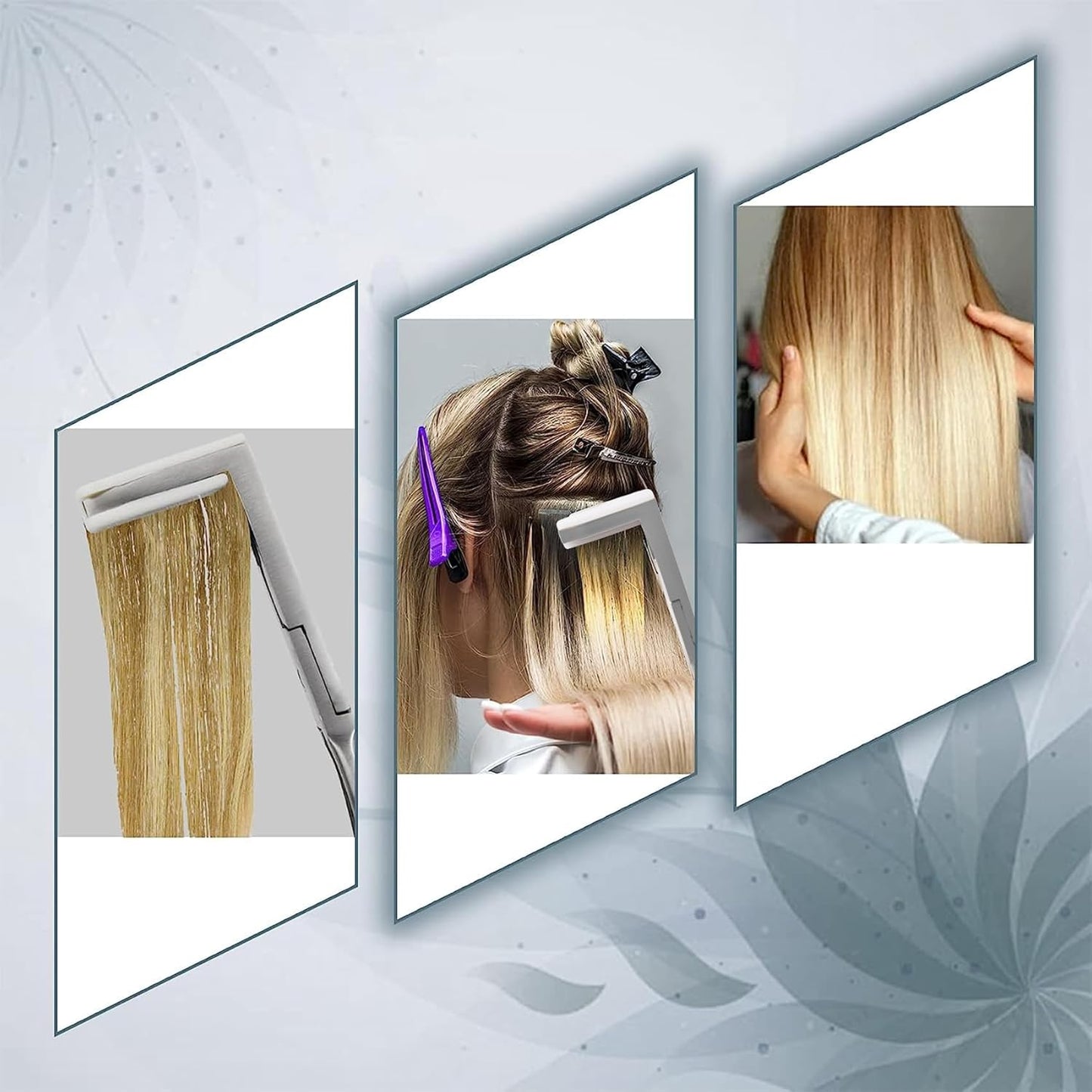 Flat Surface Sealing Hair Extension Plier Tools Kit Tape in Pliers For Tape in Hair Extension (Silver Mirror Polish)