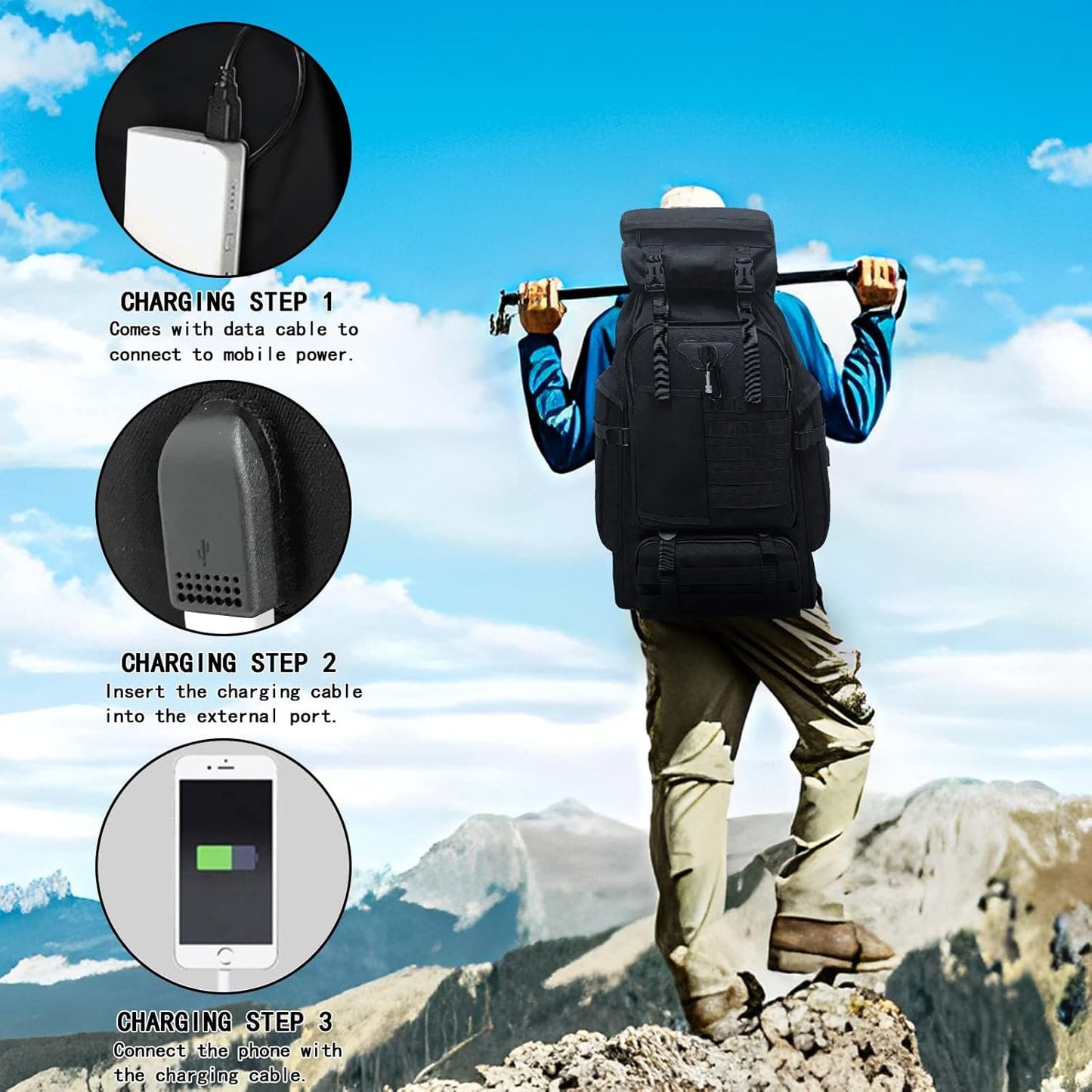 Wesoke 80L 100 liter Hiking Camping Backpack Travel MOLLE Rucksack, Military Tactical Daypacks, Large Outdoor Backpack