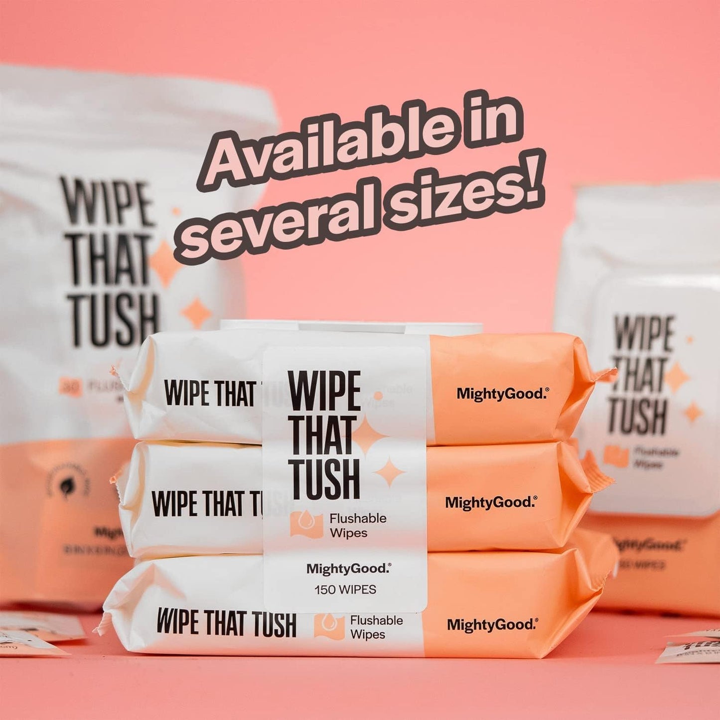 MightyGood. Wipe That Tush Travel Flushable Wipes - 1 Pack of 30 Individually Wrapped Total Hypoallergenic & Fragrance-Free with Aloe Tested Septic-Safe Individual Packs for White