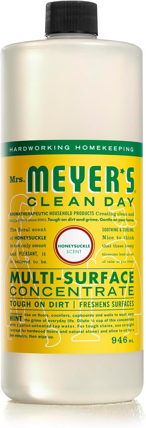 Mrs. Meyer's Clean Day Multi-Surface Cleaner Concentrate, Use to Clean Floors, Tile, Counters, and More, Honeysuckle Scent, 946 ml Bottle