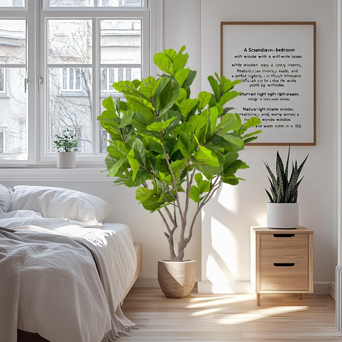 Artificial Fiddle Leaf Fig Tree 8ft Tall,Faux fig Tree Indoor Artificial Tree for Modern Home Office Living Room Floor Decor Indoor