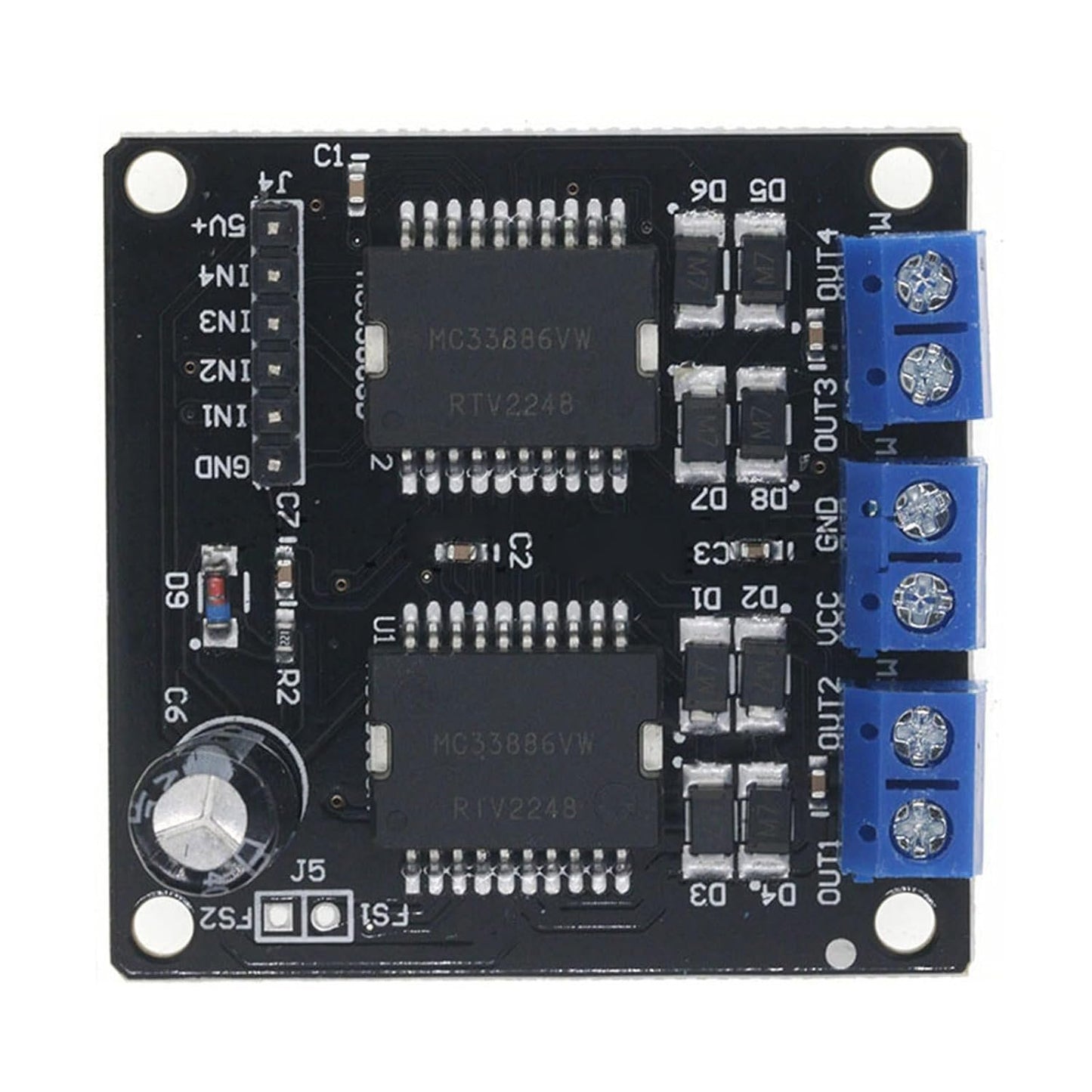 MC33886 Motor Driver Module 5A Stepper Motor Module 4 Way Outputs Motor Driver for Industrial Automation Home Robotics