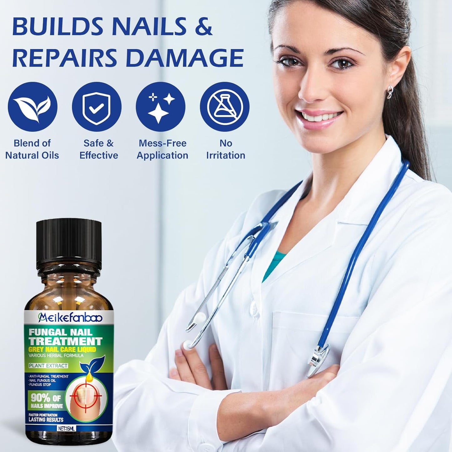 Multi-Purpose Nail Repair, Nail Solution with Tea Tree Oil for Discolored and Damaged Nails,Plant Drops for Nails Care,Discolored and Damaged Nails (1PC) 