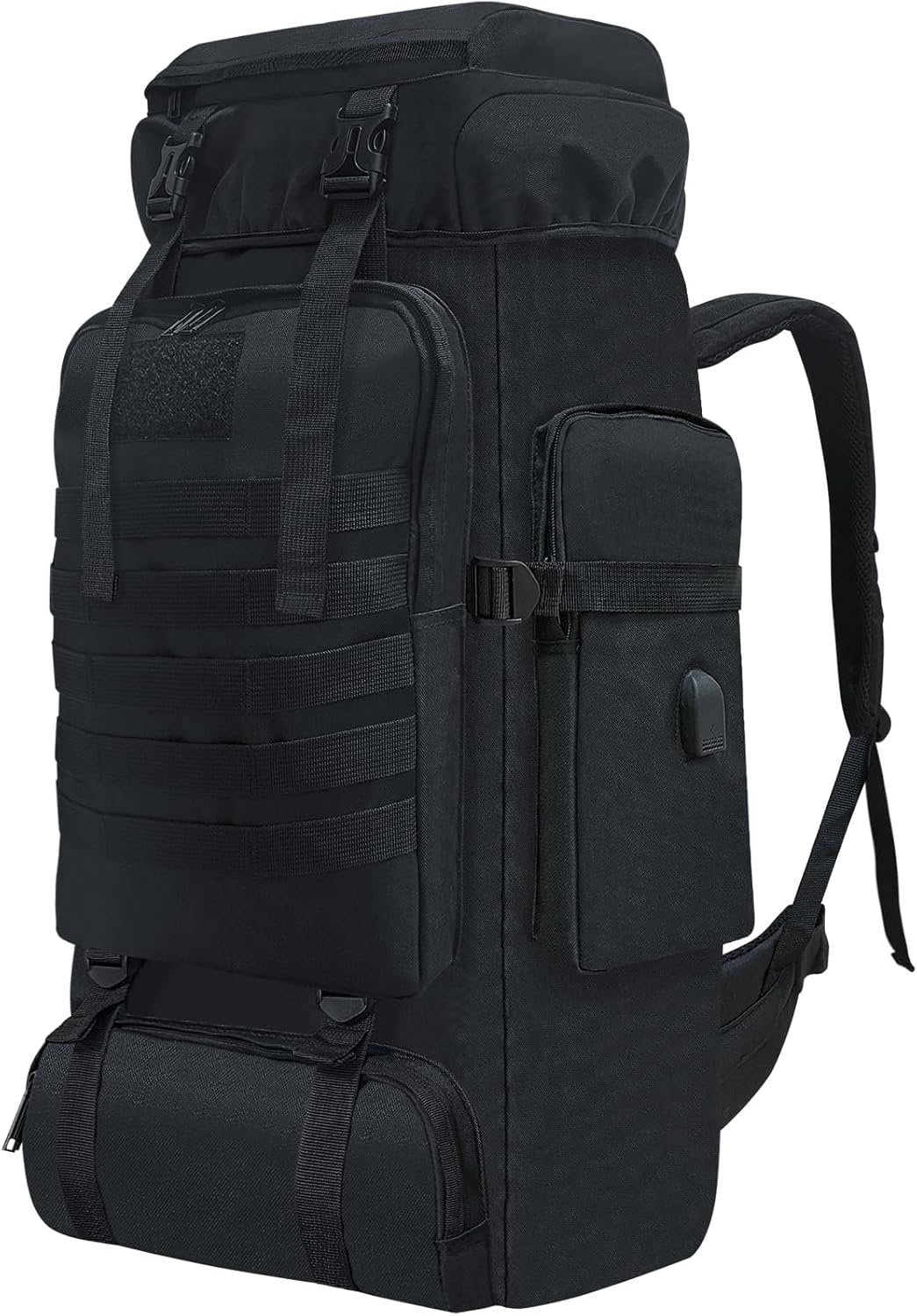 Toguma 80L Internal Frame Backpack Hiking Backpack for Men Woman, Large Tactical Backpack Rucksack Travel Daypack Laptop Backpack for Climbing Outdoor Sport (Black)