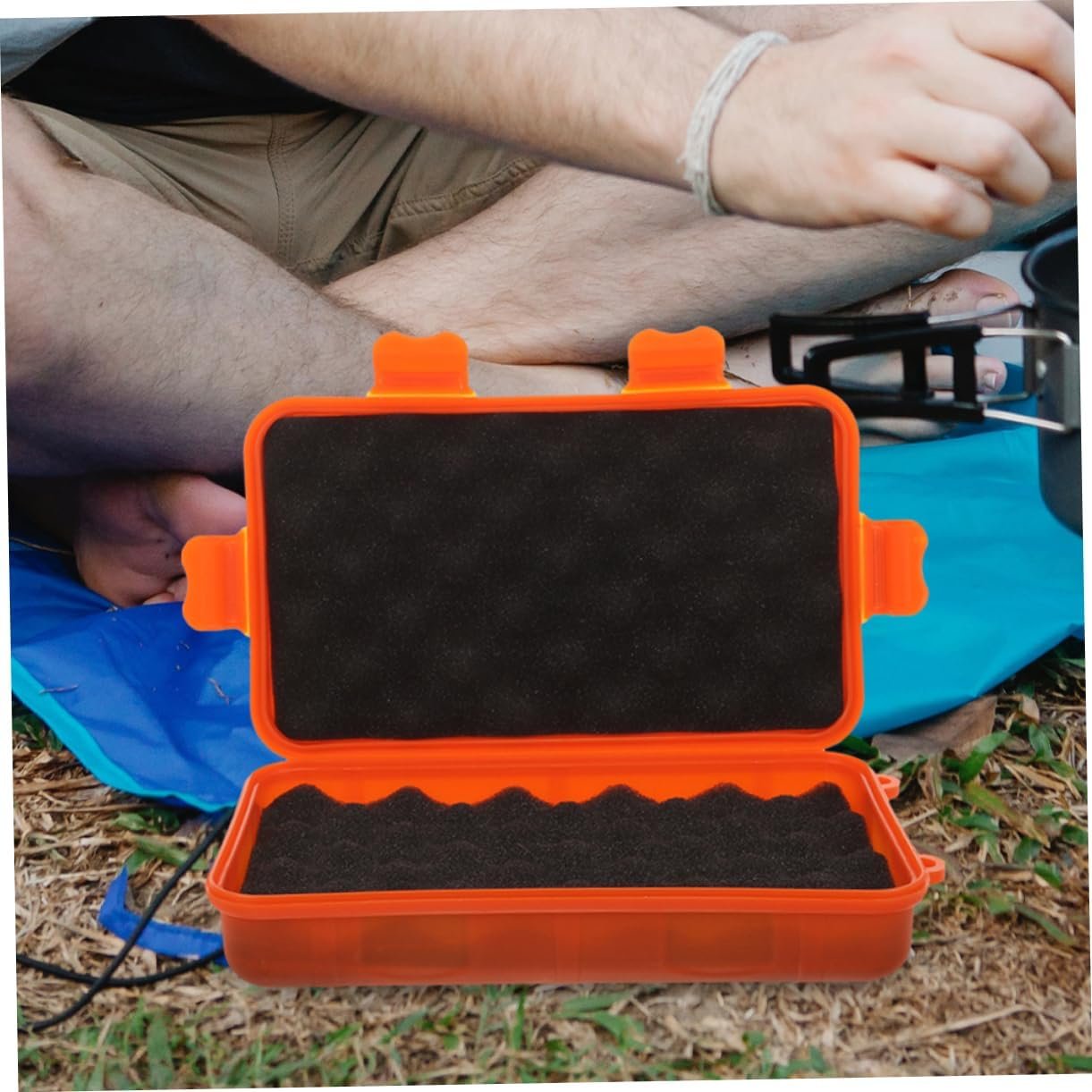 MOLUCKFU Box Survival Storage Waterproof Hard Case with Foam Outdoor Matches Tools Emergency Orange Plastic
