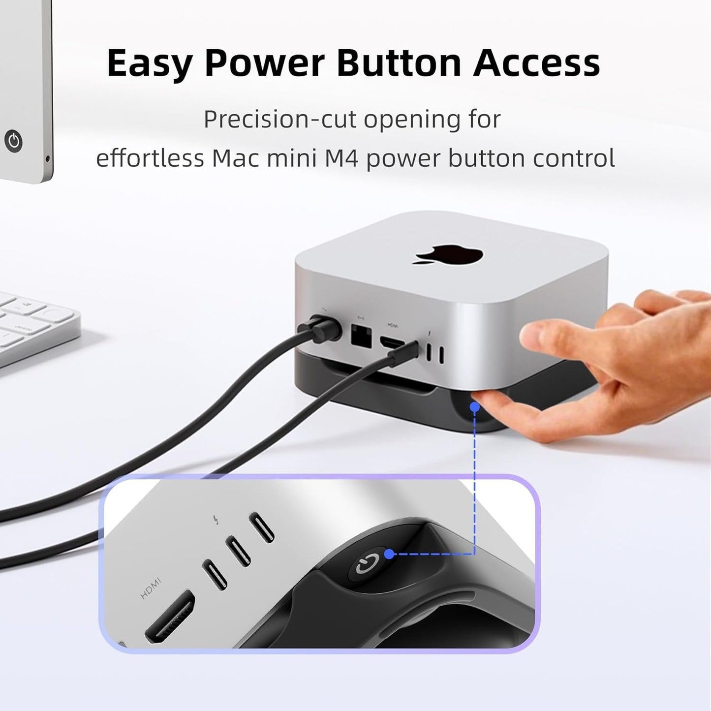 ELETIUO Desk Stand for Mac mini M4/M4 Pro 2024,Silicone Desktop Mount with Heat Dissipation,Anti-Slip Base,Easy Power Button Access,Space-Saving for Improved Cooling & Desk Organization,Black