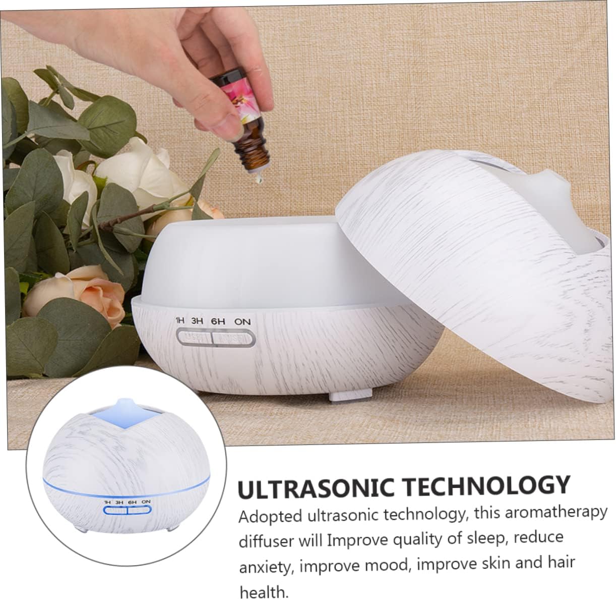 PRETYZOOM LED Aromatherapy Diffuser with Color LED Lights Aroma Humidifier for Home Remote Control Intelligent Timer Humidifier for Relaxing Atmosphere and Fragrance