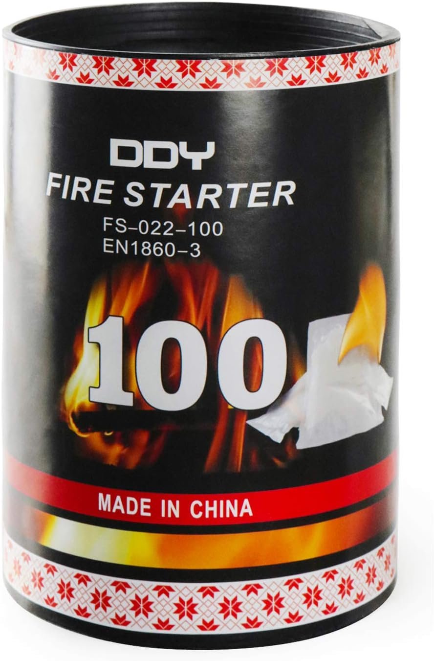 100 Pouches Quick Starters Fire,Original Burner Firestarter Firelighter Natural Safe Cubes FireStarter Burns up to 8 Min at over 750° - 100% Waterproof, for Campfire,Hiking,Start Wood Charcoal Kit