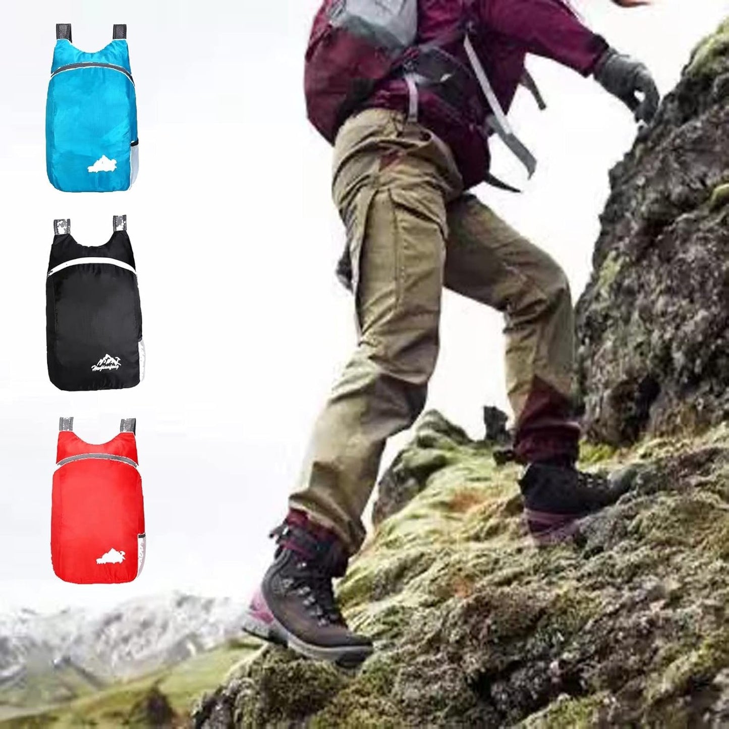 Lubrati Camping Backpack, Waterproof Backpack Lightweight Portable Foldable Backpack Folding Bag Ultralight Outdoor Pack for Women Men Travel Hiking
