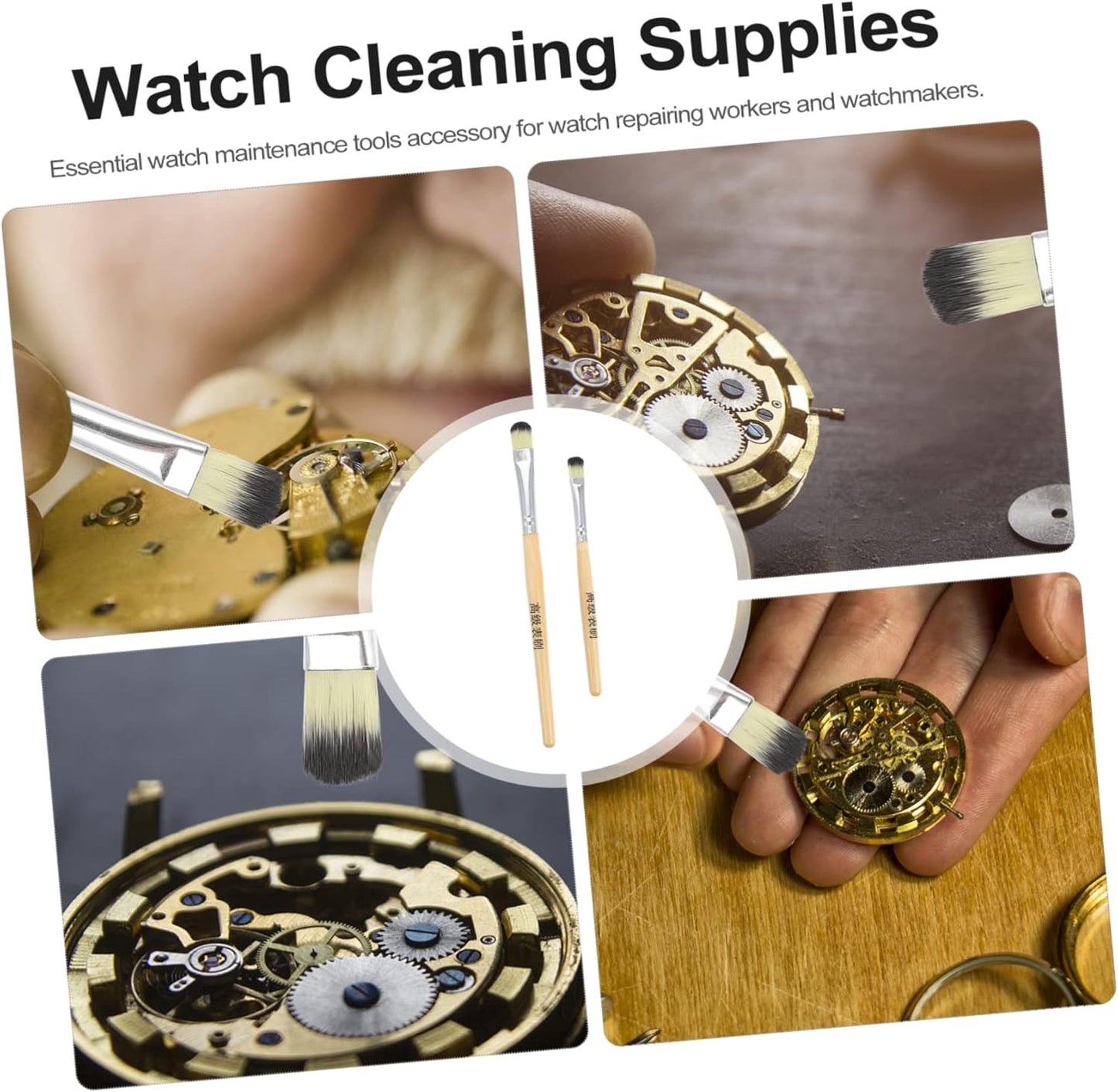 Luxshiny 2Pcs Watch Cleaning Brush Parts Cleaning Tools for Watch Repair Soft Brushes with Comfortable Handle Essential Supplies for Watchmakers and Repair