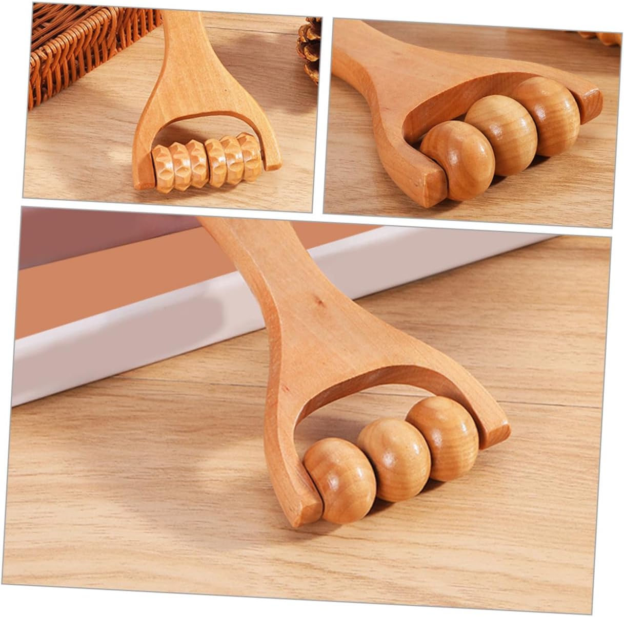 Anneome 2 Pezzi Strumento a rulli massaggi attrezzatura palestra kit palestra massaggianti attrezzo massaggiatore cervicale massaggiatori manuali per muscoli il massaggiante di legno