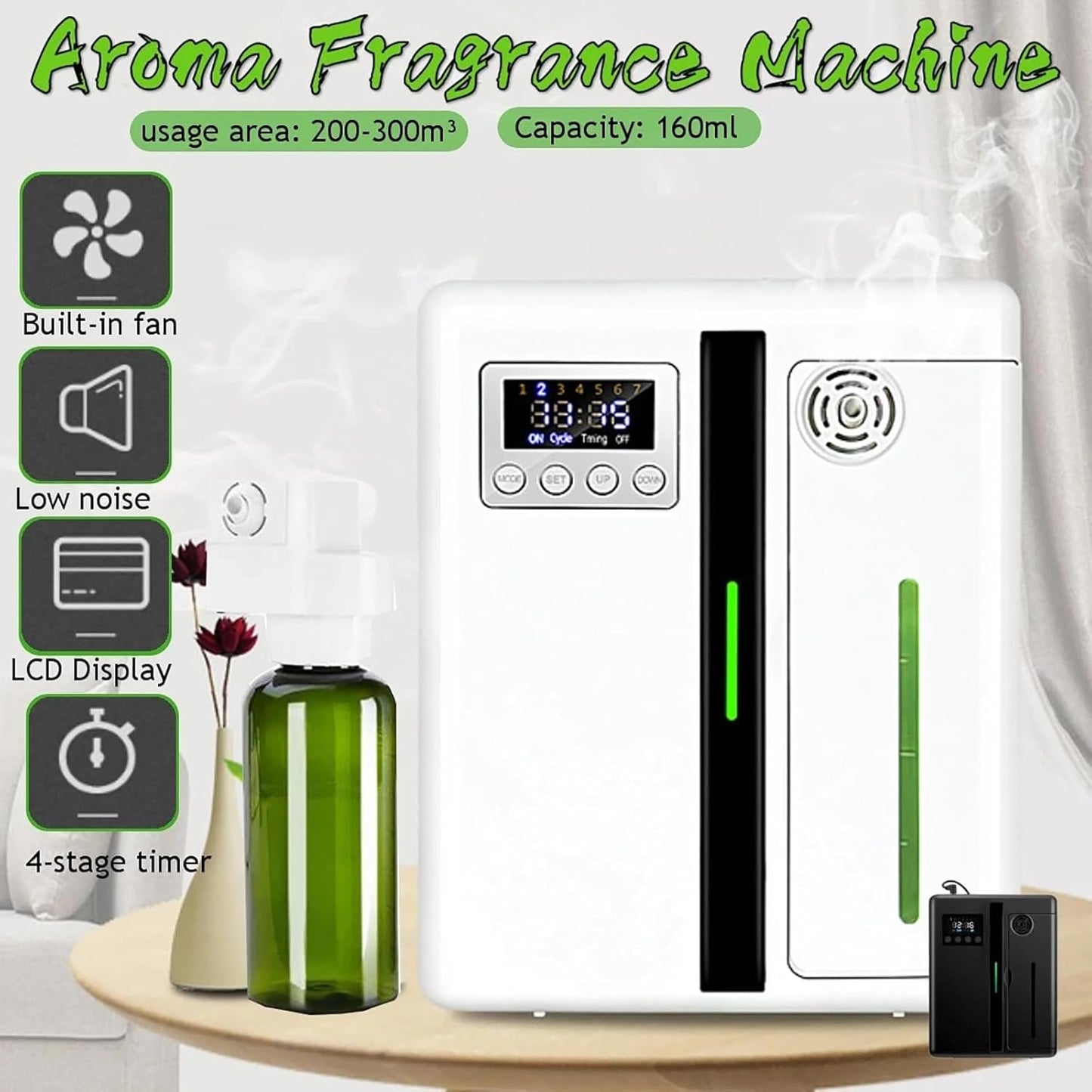 Scent Air Machine for Home, Waterless Essential Oil Diffuser Wall-Mounted Fragrance Machine 160ml, Hotel Collection Diffuser for Large Room, Hotel, Spa, Office Black(White)