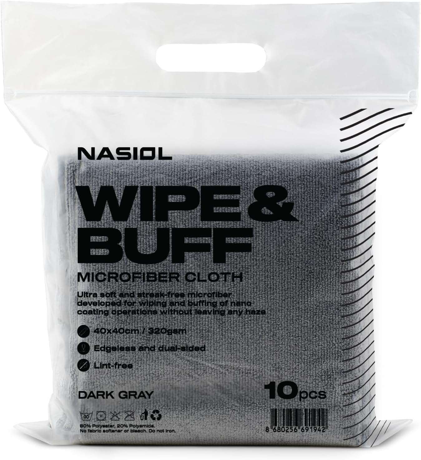 Nasiol Wipe&Buff Microfiber Ceramic Coating Application Cloth 10 Pack, Lint Free Detailing Cloth, Double Sided Car Interior Care, Cleaning Cloth