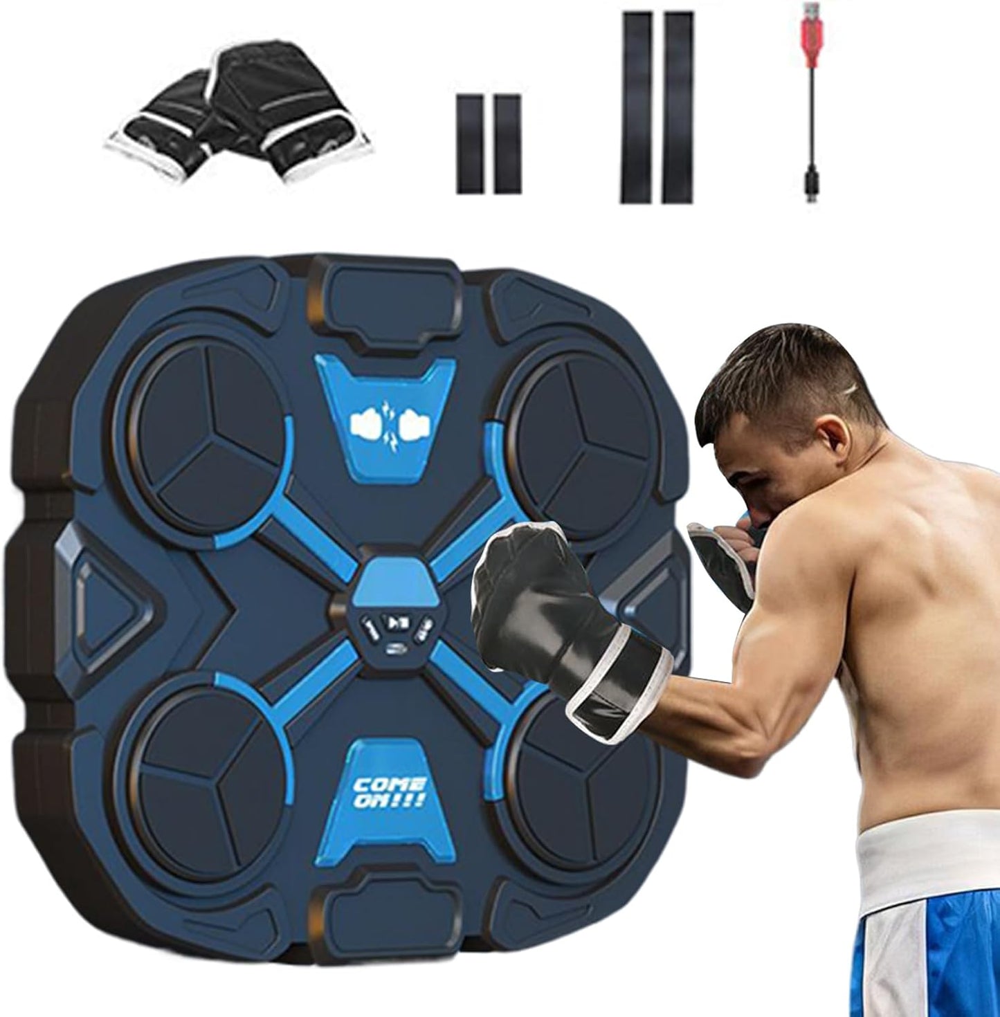 Fravsiu Music Boxing Machine, Smart Wireless Punching Device, Home Boxing Workout Equipment, Interactive Fitness Gear for Adults, Kids, Cardio and Reflex Drills, 14,57 pollici