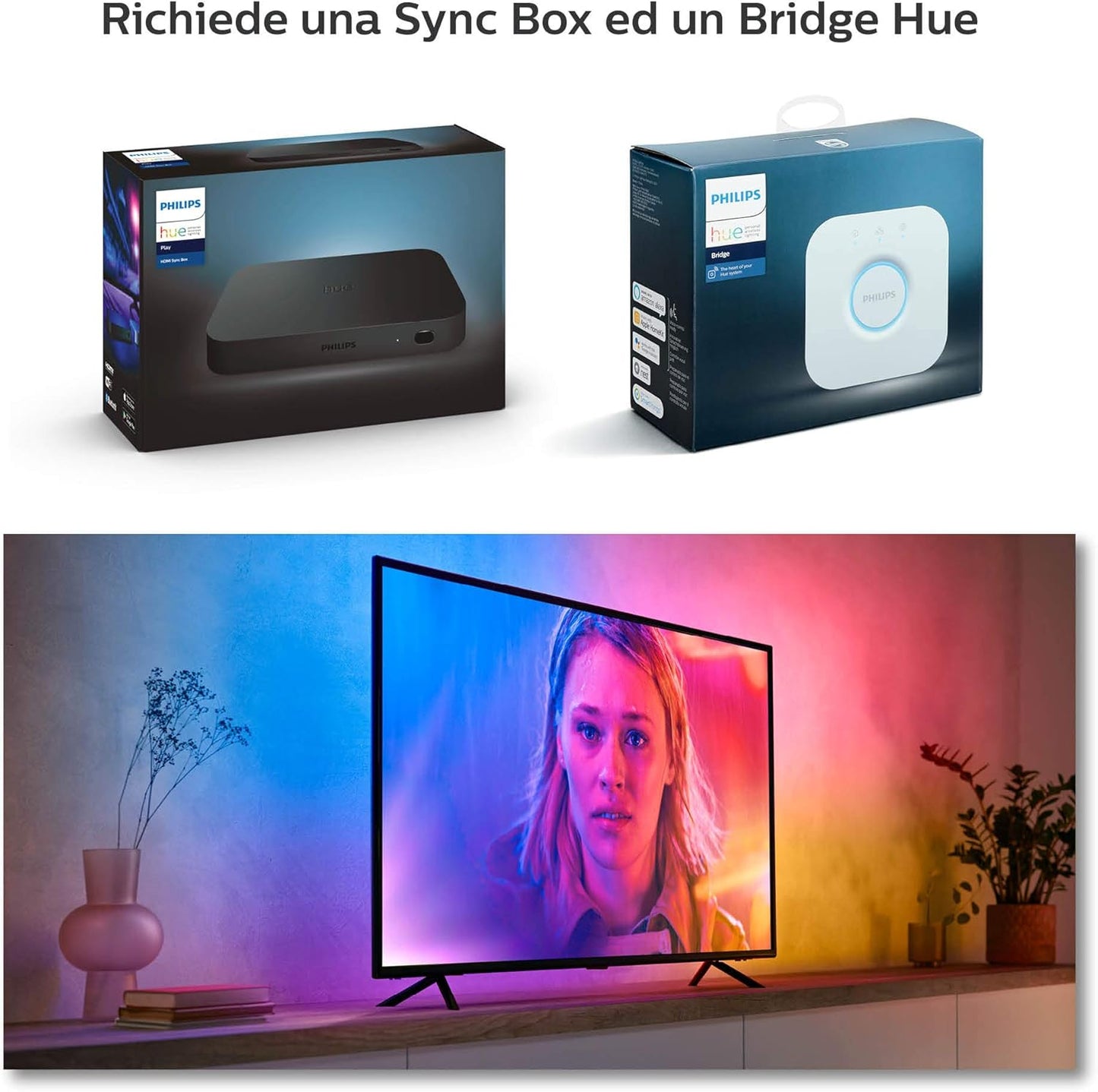 Philips Hue Play Gradient Lightstrip 55", Smart Led Strip Lighting Sorround Synchronized with TV Colours