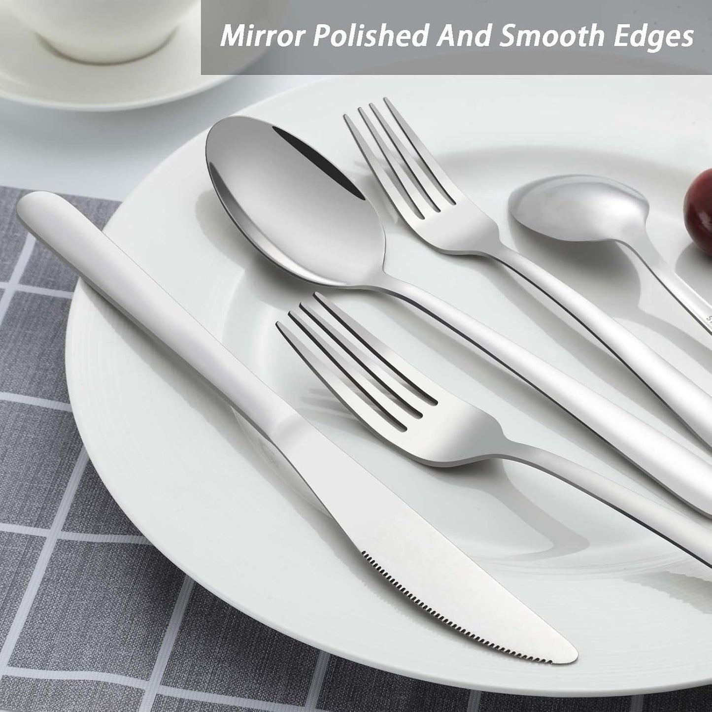 Cutlery Set for 4 People, APEO 20 Piece Food-Grade Stainless Steel Flatware Set, Silverware Set Includes Forks, Spoons and Knives, Utensils Set for Family/Party/Restaurant, Dishwasher Safe