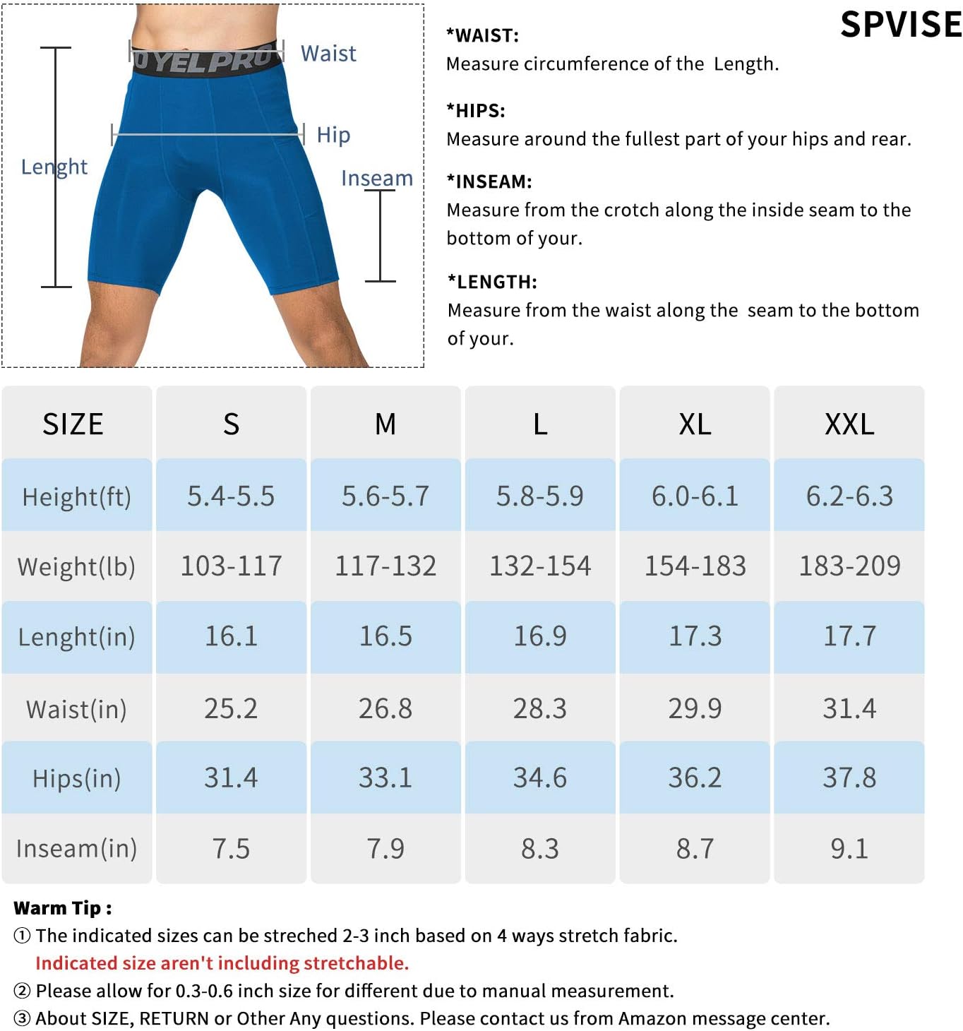 SPVISE Compression Shorts Men 1/3 Pack, Dry Fit Compression Underwear Spandex Running Shorts, Workout Athletic Shorts Pocket