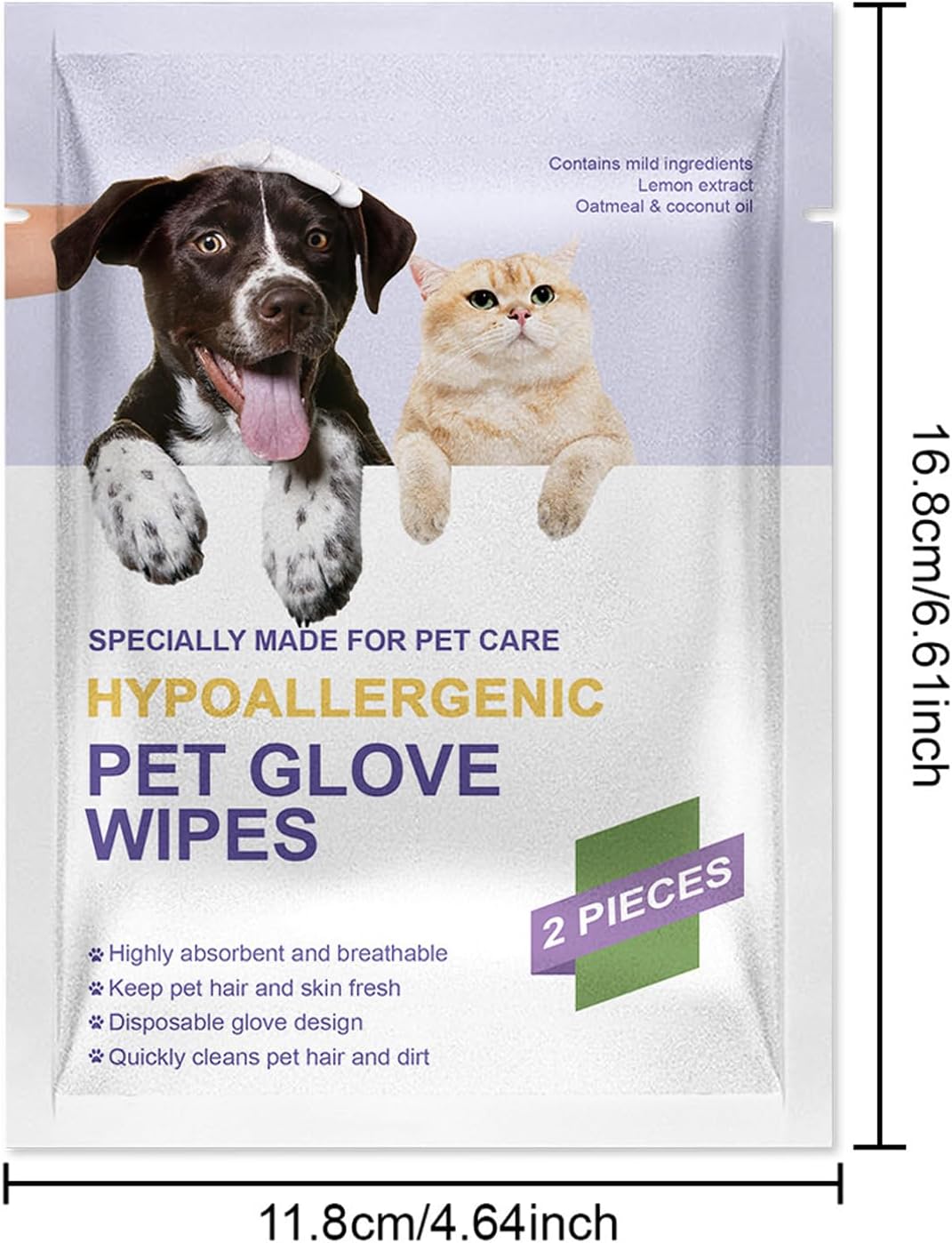 Pet Cleaning Gloves - Cat Washing Gloves | Cat Cleaning Deodorizing Wipes | Nourishing Waterless Portable Grooming Tool for Daily Routines Hygiene Home Cleanliness Bathing Removing Shedding Hair