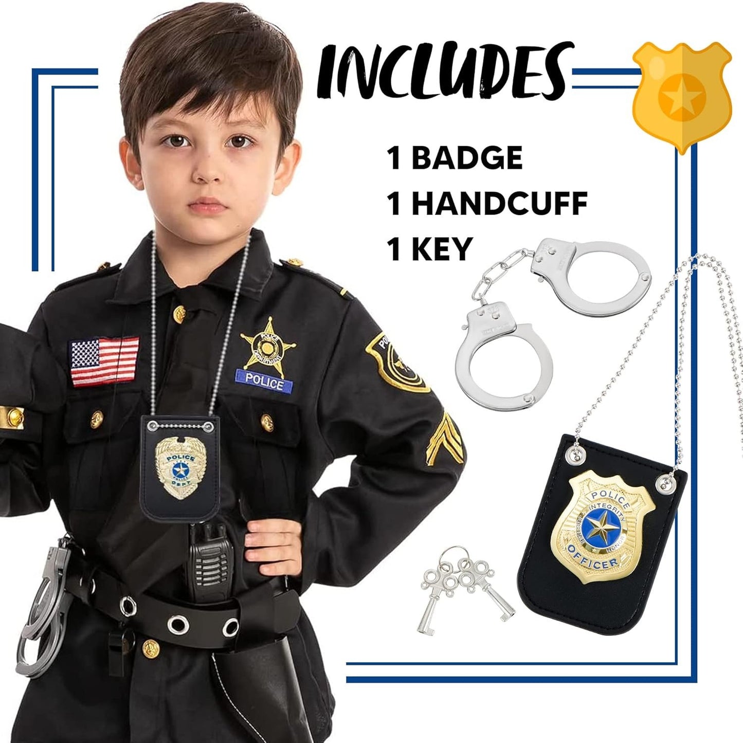 Spooktacular Creations Police Pretend Play Toy Set for School Classroom Dress Up Pretend Play, Detective Role Play Accessory