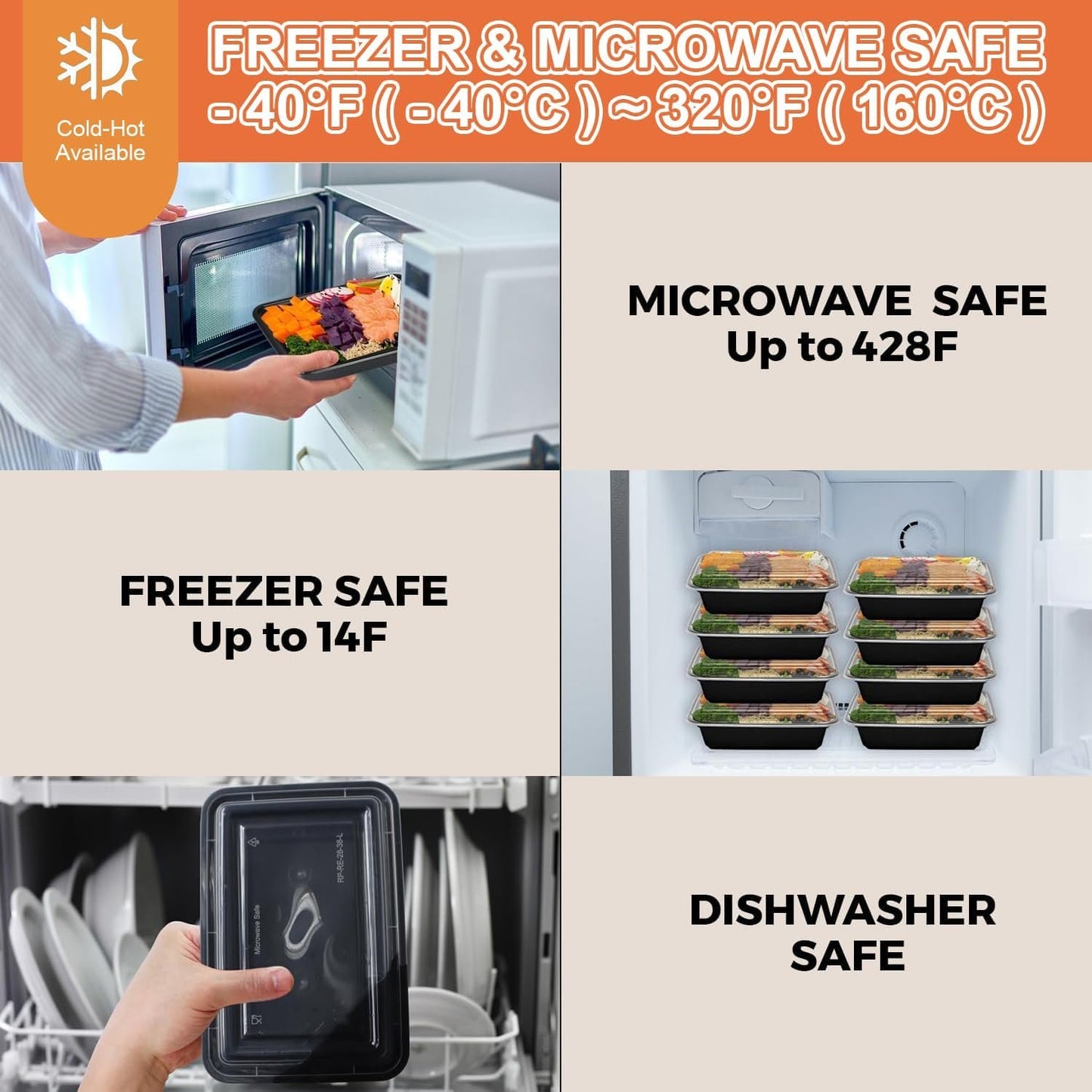 10 Pack Meal Prep Containers, 32 oz Food Storage Container with Lid, Lunch box Reusable, Plastic containers BPA Free Take-Out Box Microwave Dishwasher Freezer Safe
