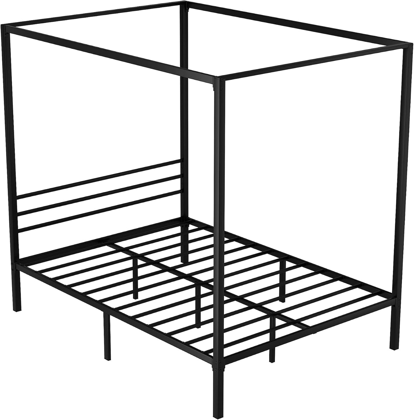 Artiss Double Metal Bed Frame with Headboard(Base Only), Metal Platform Bed with Easy Assembly, 300kg Capacity Heavy-Duty Metal Slats with Under Bed Storage for Master Bedroom/Guest Room, Black