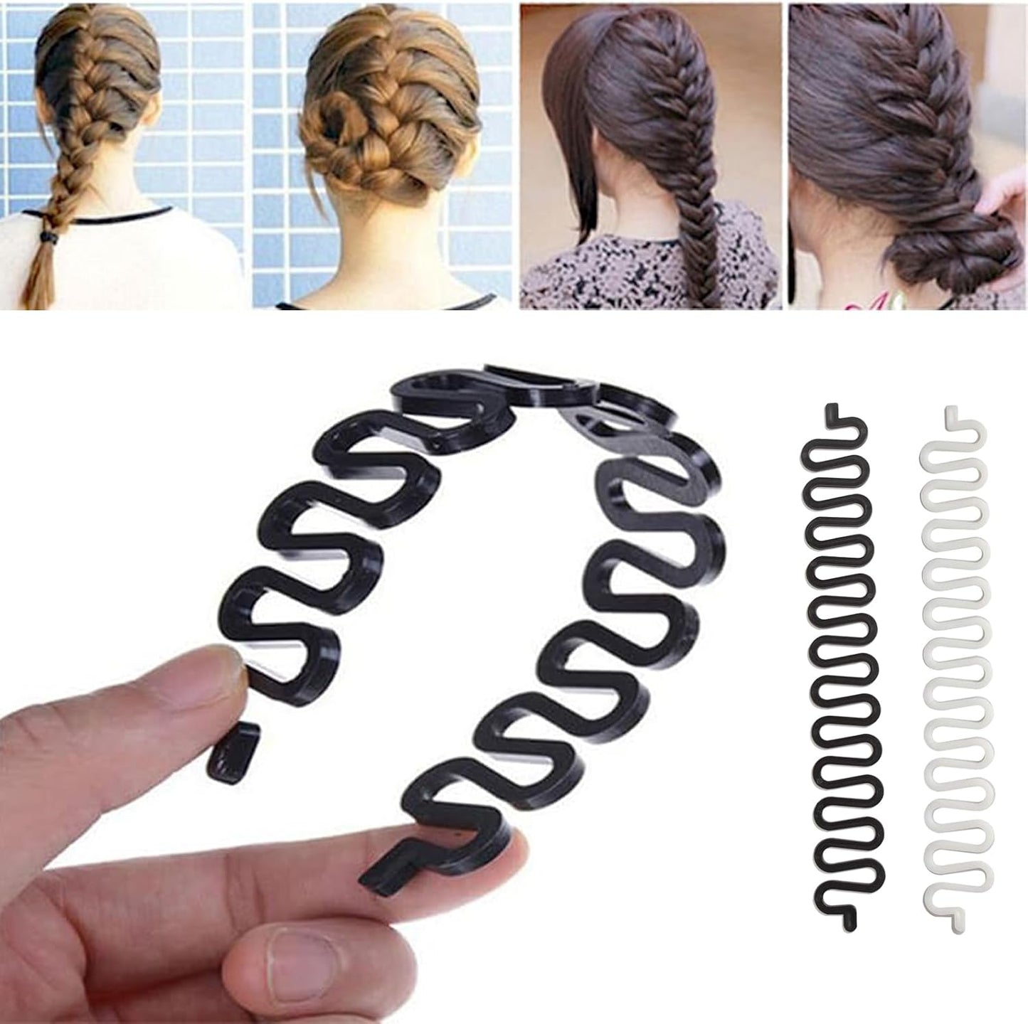 Women's Hair Braiding 4 French Centipedes French Hair Styling Clip Stick Bun Maker Braid Tool Accessories for Women Girls