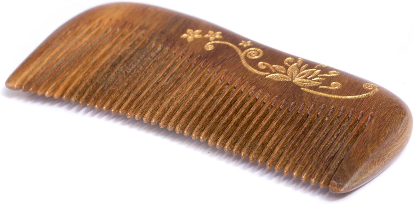 Breezelike Wooden Hair Comb - Fine Tooth Wood Comb for Women - No Static Natural Detangling Sandalwood Comb