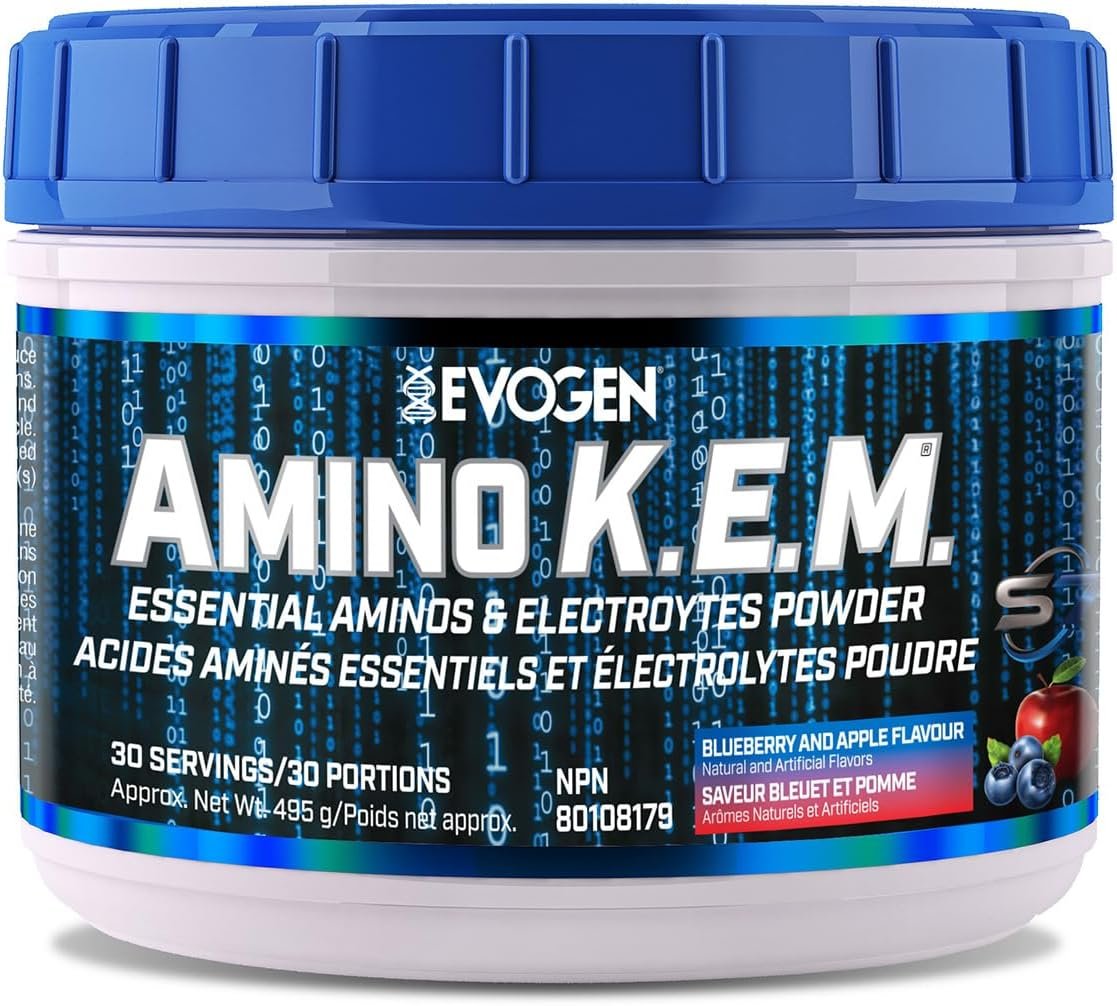 Evogen Amino KEM - Elite EAA Pump Volumizer | Supports Blood Flow, Muscle Growth, Hydration | Full Spectrum EAAs & BCAAs, S7 Nitric Oxide Blend | Blueberry Apple | 30 Servings