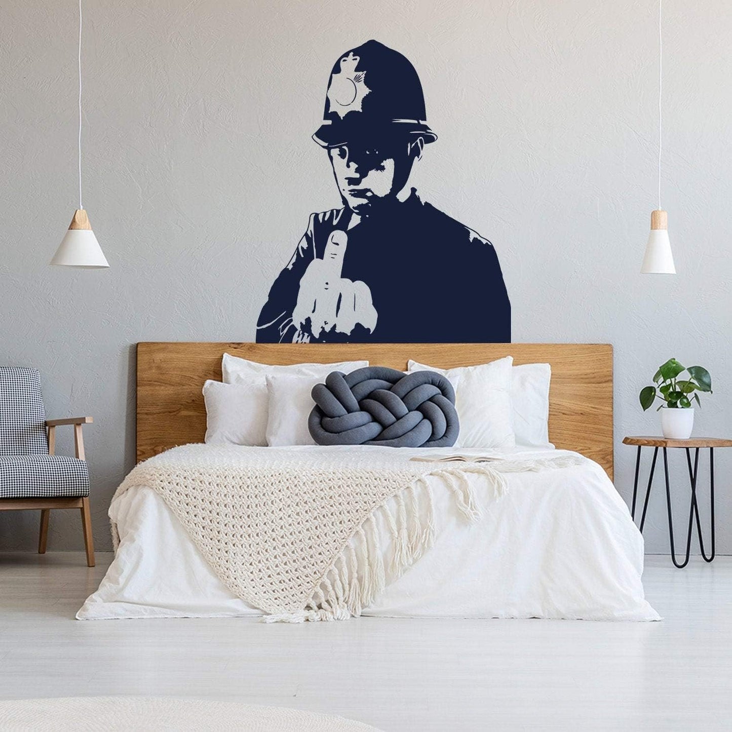 Banksy Middle Finger Art Wall Decal Street Police Graffiti Work Policeman Sticker Scotland Yard Cop Street Art Mural Design Home Decor