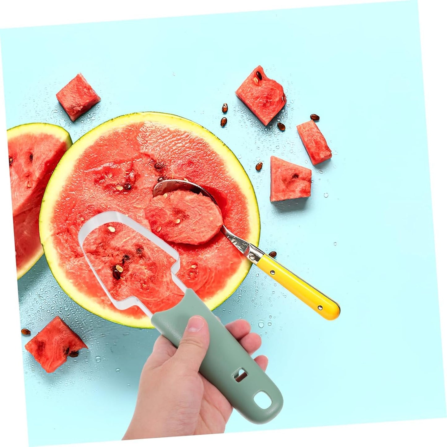 ULTECHNOVO 4 Set Di Eleganti Affettatrici Per Anguria Utensili Facili Da Usare Con Forchetta Utensili Per Tagliare La Frutta Gadget Da Cucina in Acciaio Inossidabile Essenziale