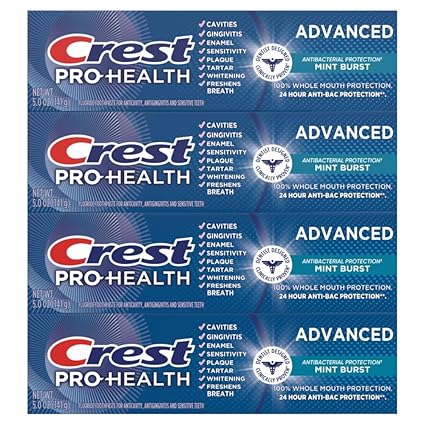 Crest Pro-Health Advanced Antibacterial Protection Toothpaste - Pack of 4, 5 Oz Tubes